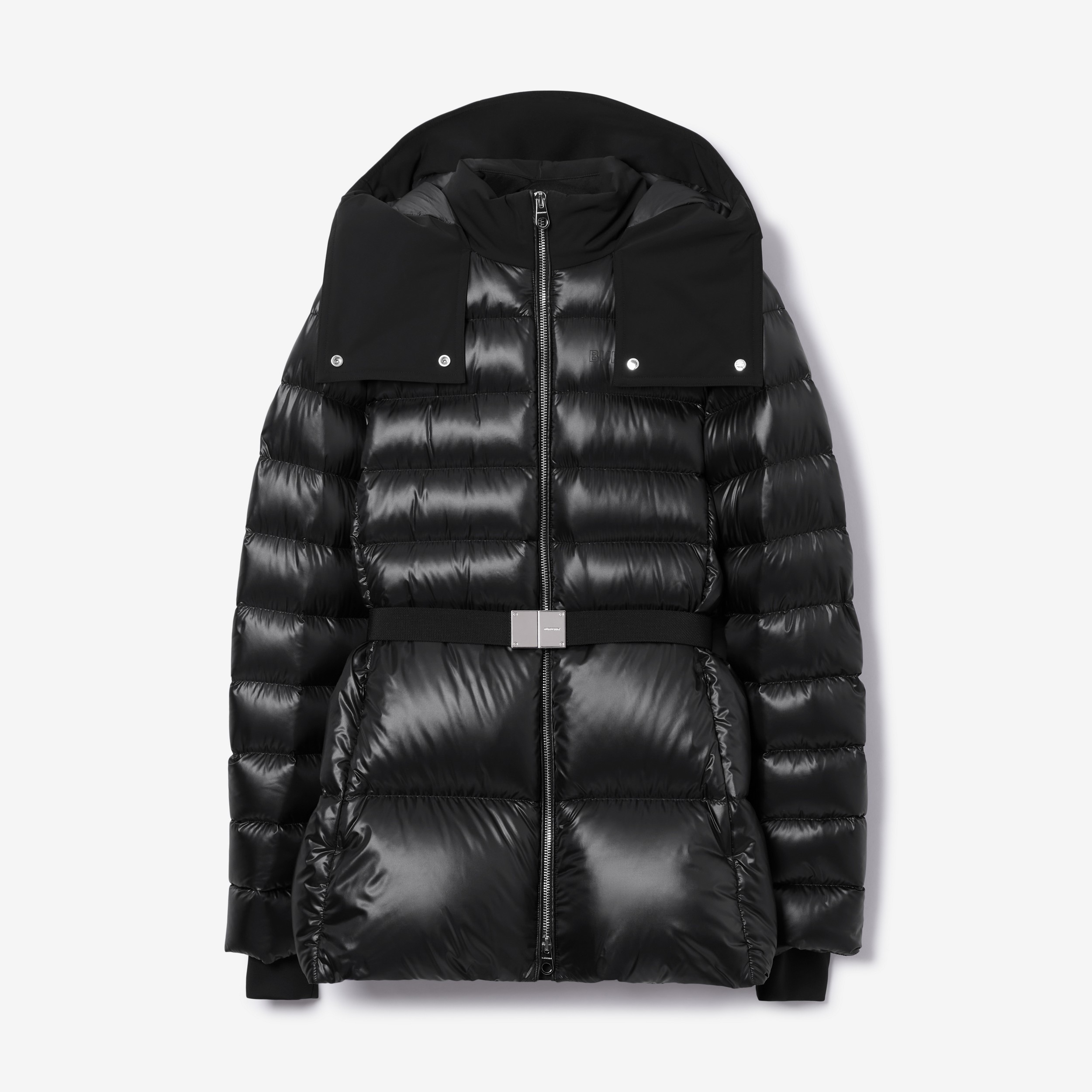 Contrast Hood Nylon Belted Puffer Jacket in Black - Women | Burberry® Official - 1