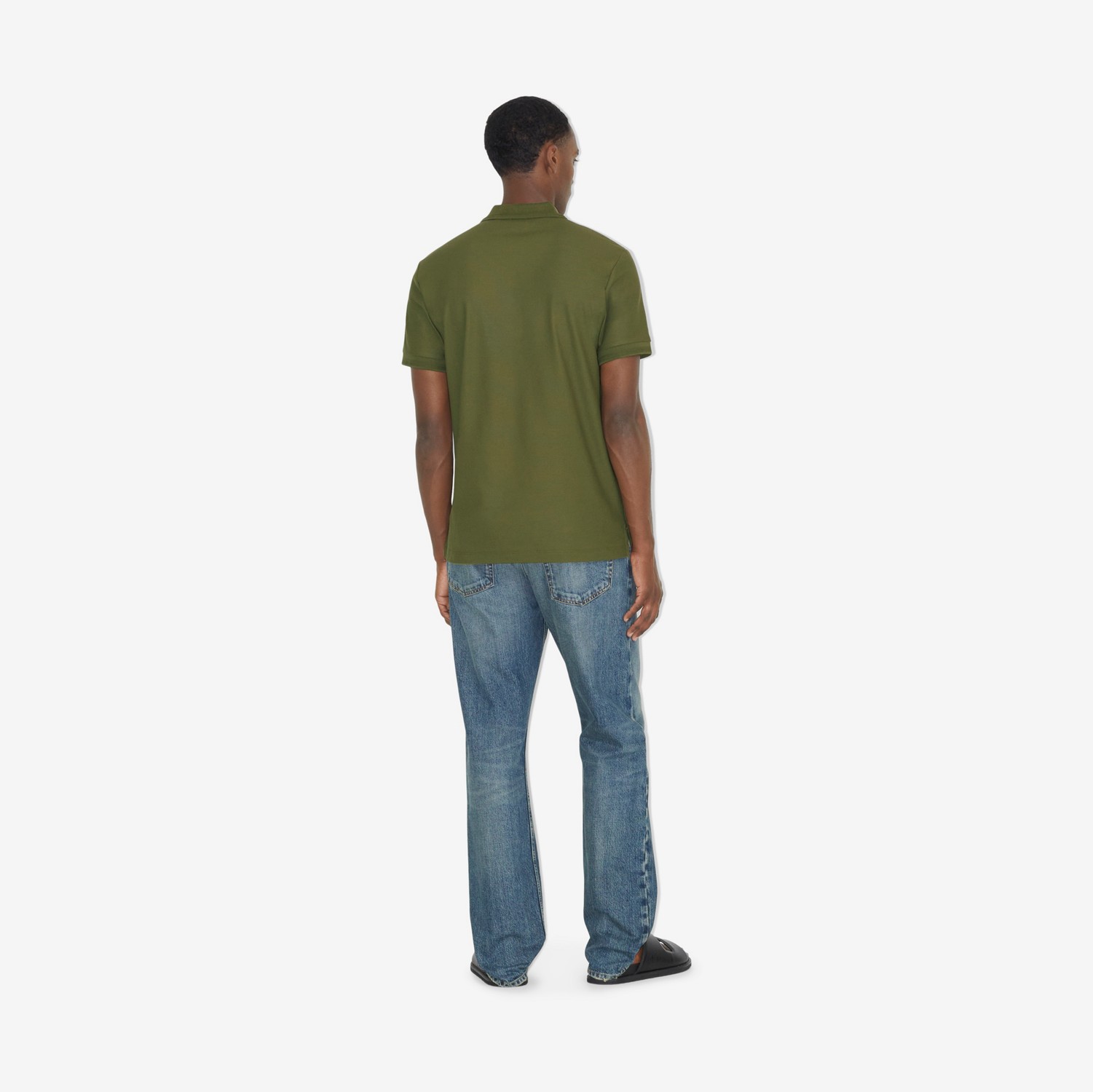 Camisa polo com monograma (Verde Oliva) - Homens | Burberry® oficial