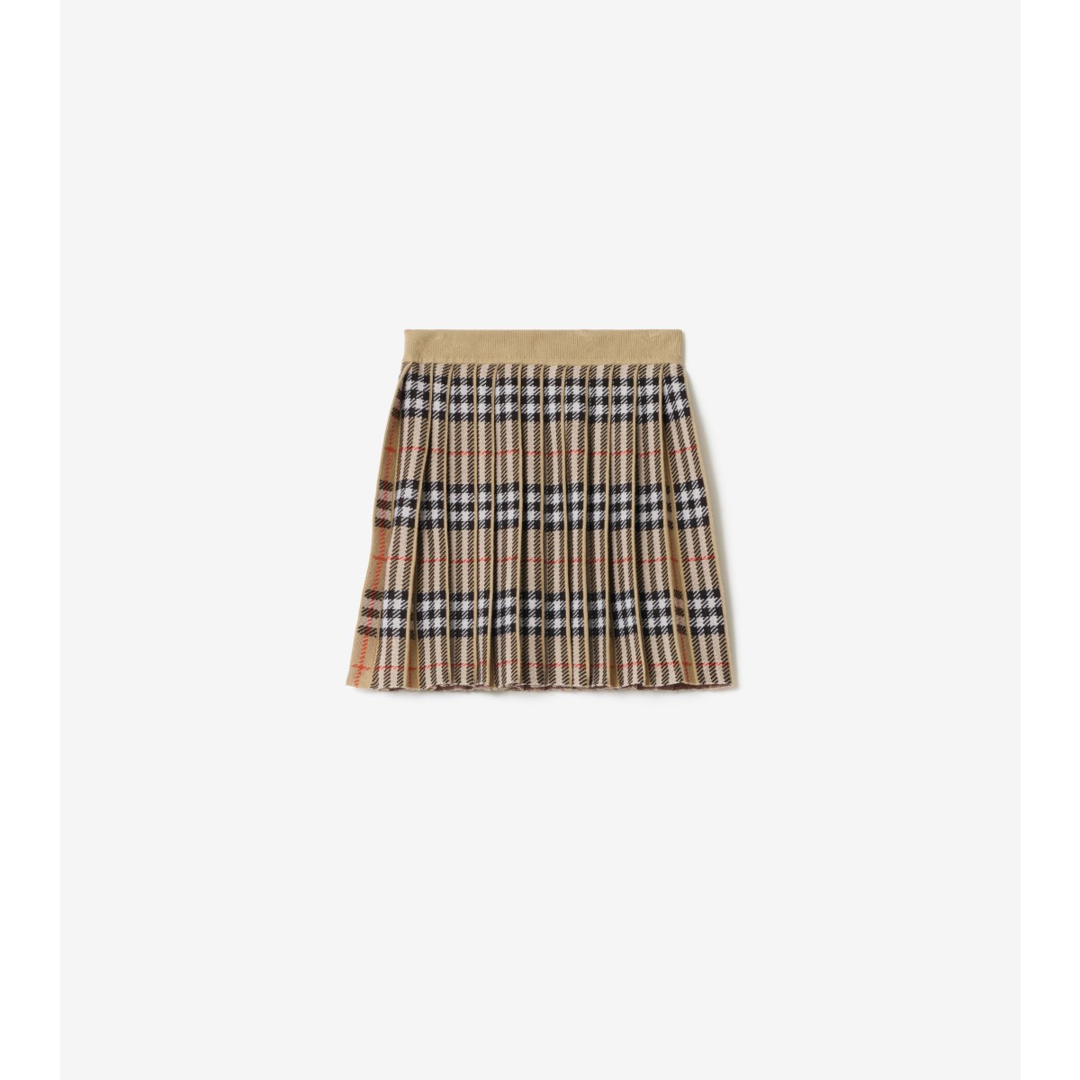  Check Pleated Wool Blend Skirt