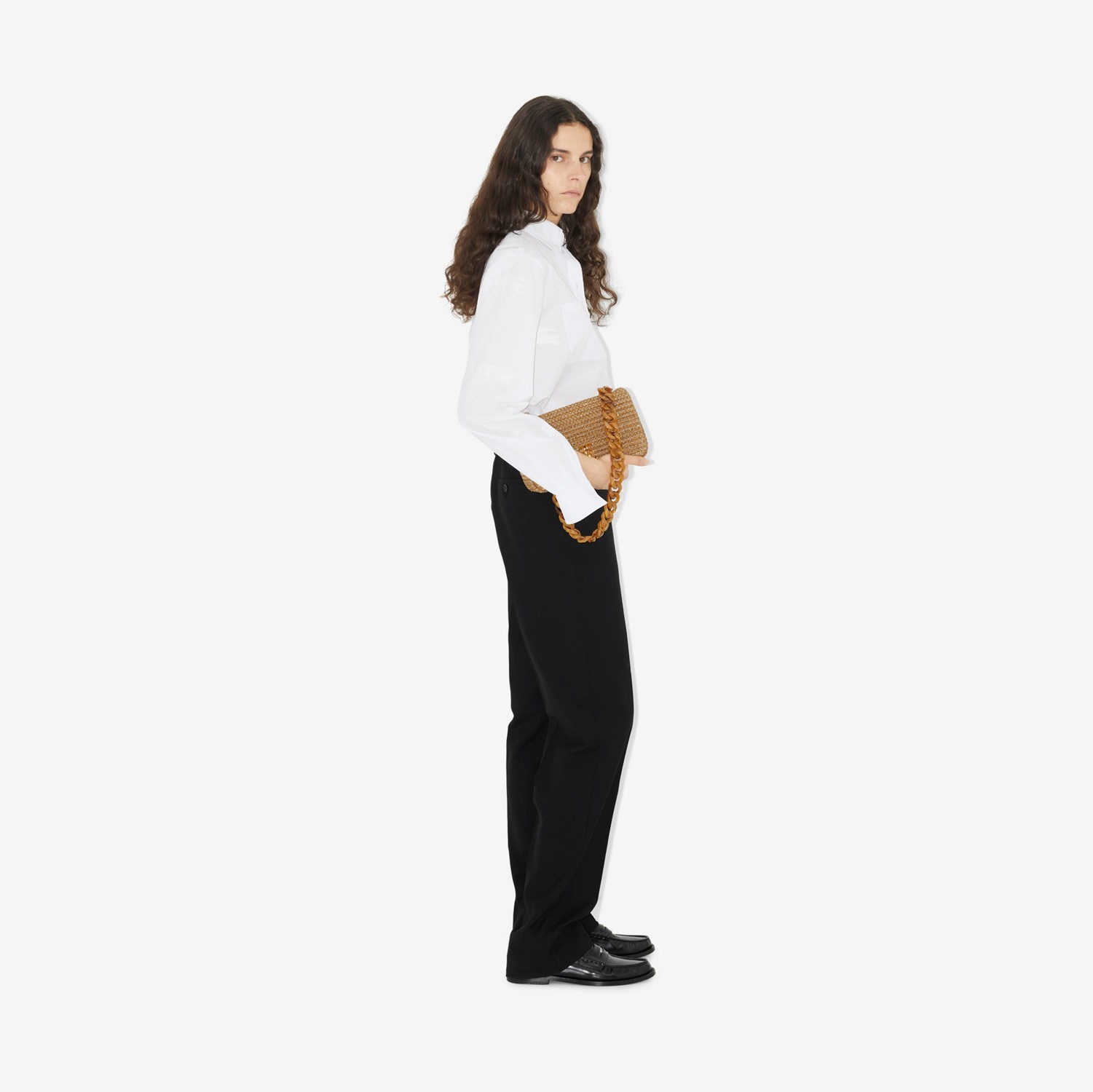 Camicia in misto cotone fil coupé con cavaliere equestre (Bianco Ottico) - Donna | Sito ufficiale Burberry®