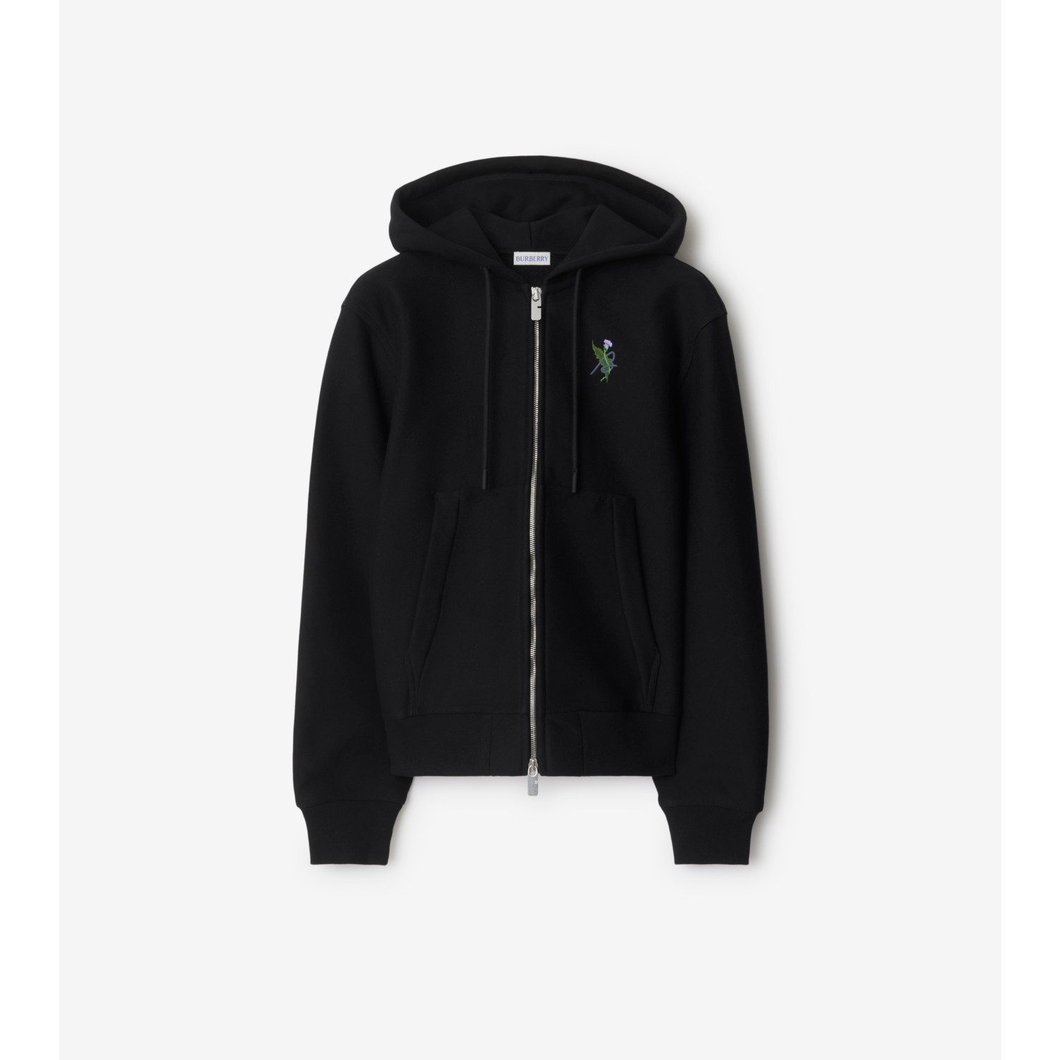 Hoodie zippé en coton mélangé à logo avec chardon