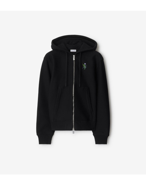 Hoodie zippé en coton mélangé à logo avec chardon