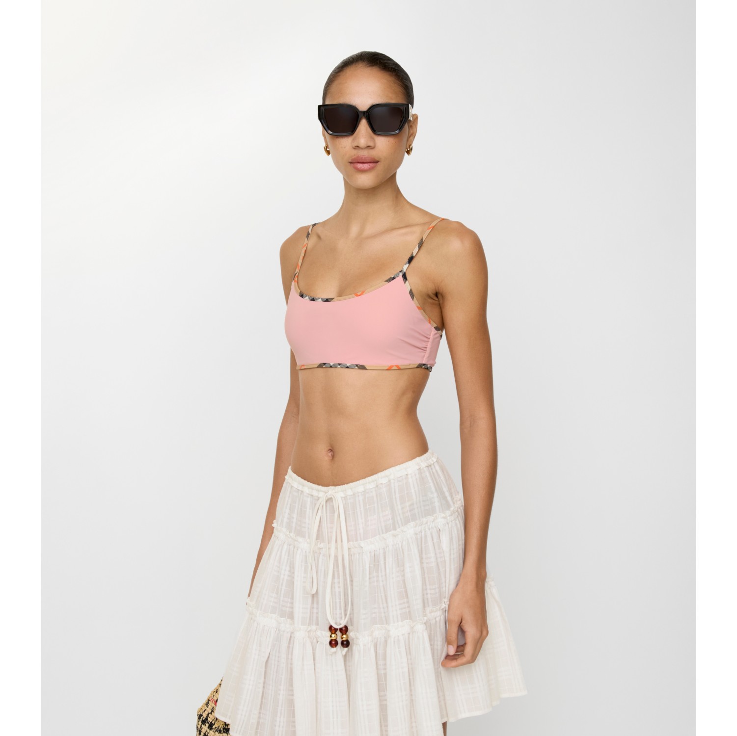 Bikinioberteil mit Check-Besatz