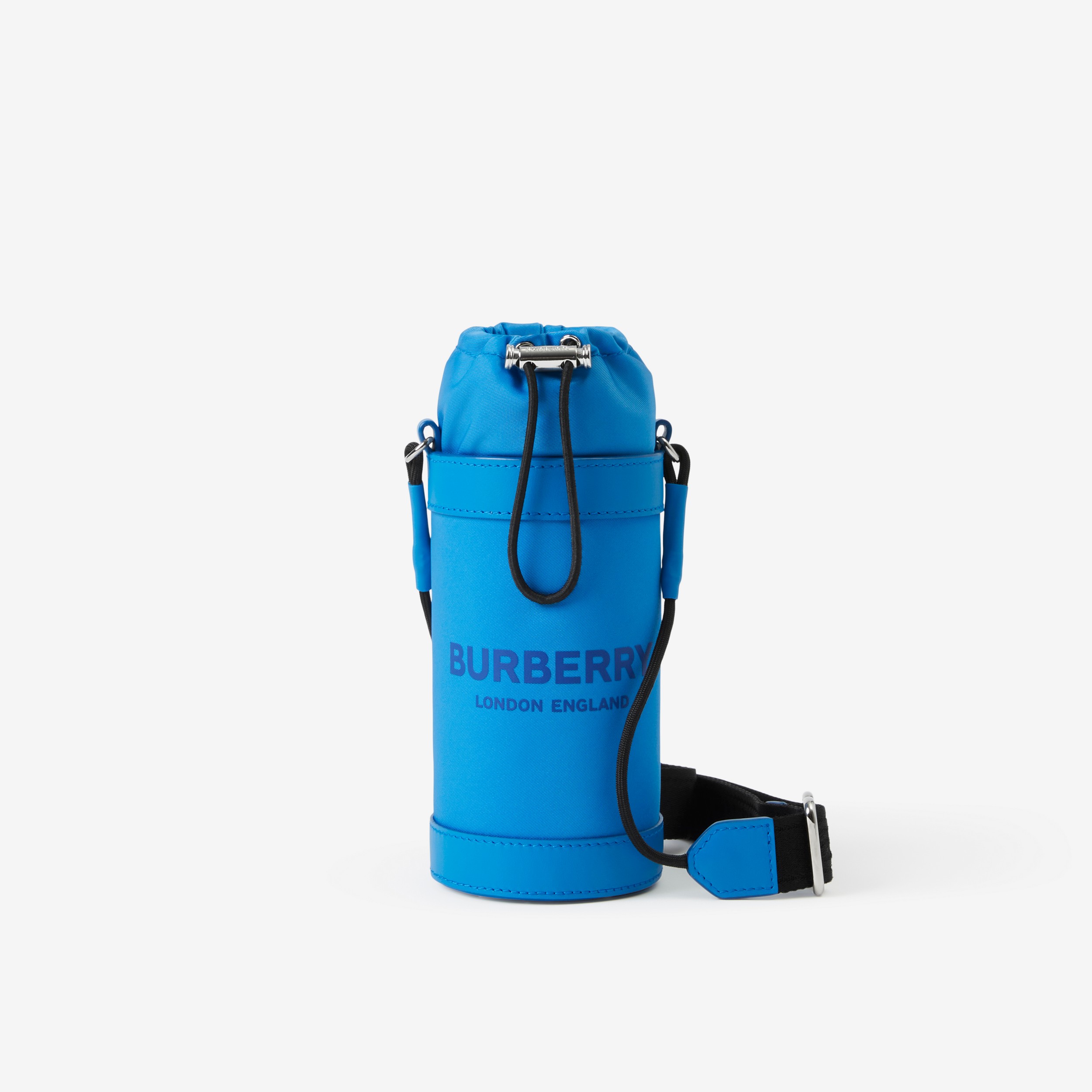 Logo Print Nylon Water Bottle Holder in Bright Cerulean Blue | Burberry® Official - 1