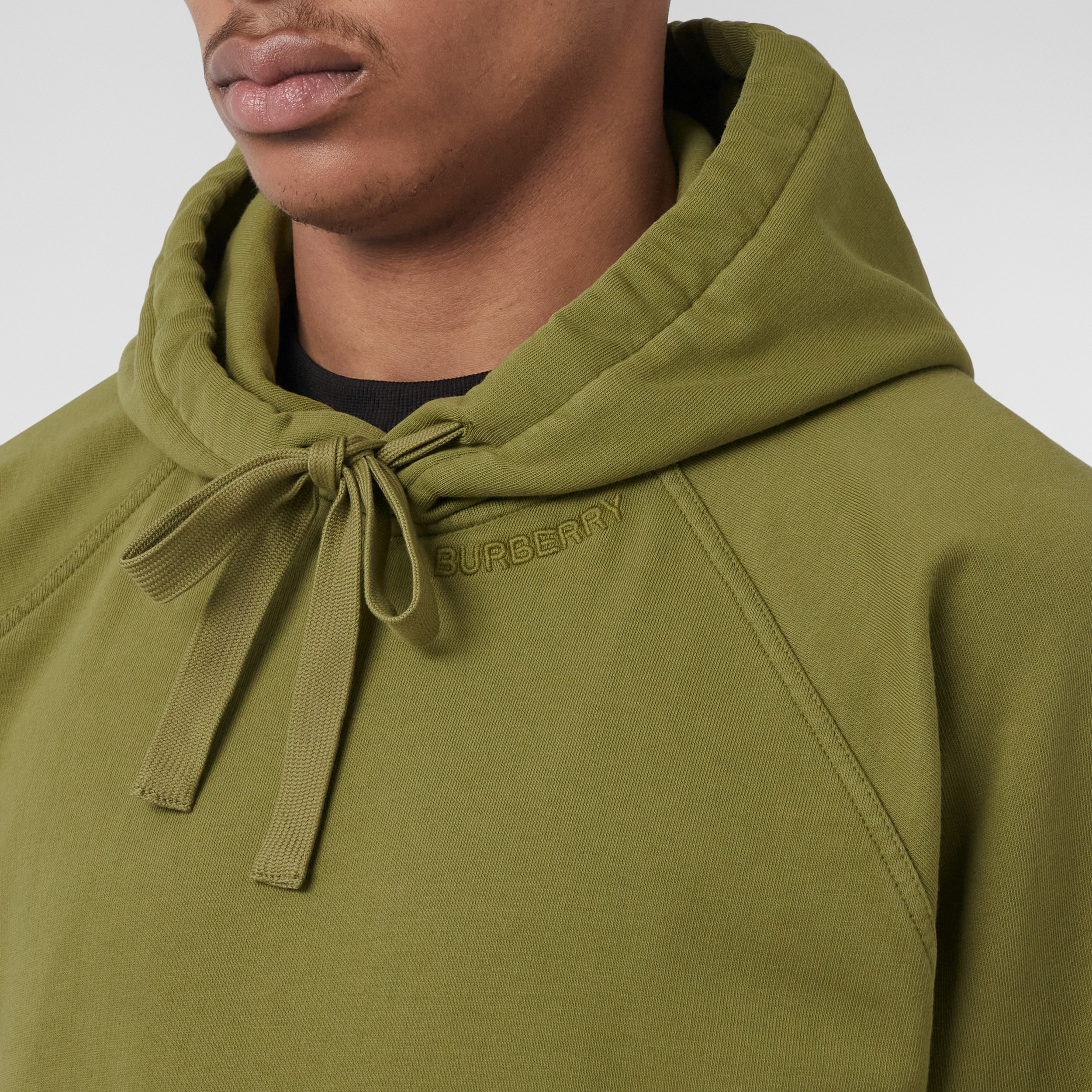 Embroidered Logo Cotton Hoodie in Spruce Green - Men | Burberry® Official - 2