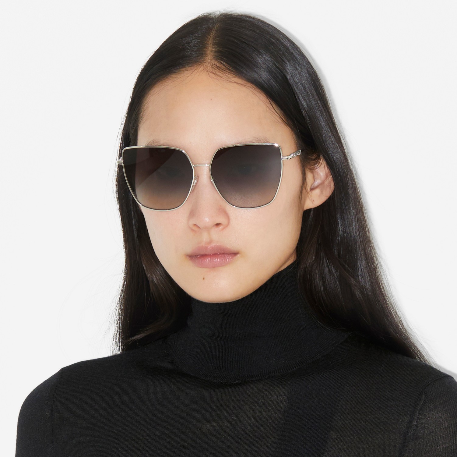 Oversized Cat-eye Frame Sunglasses in Black/silver - Women | Burberry® Official