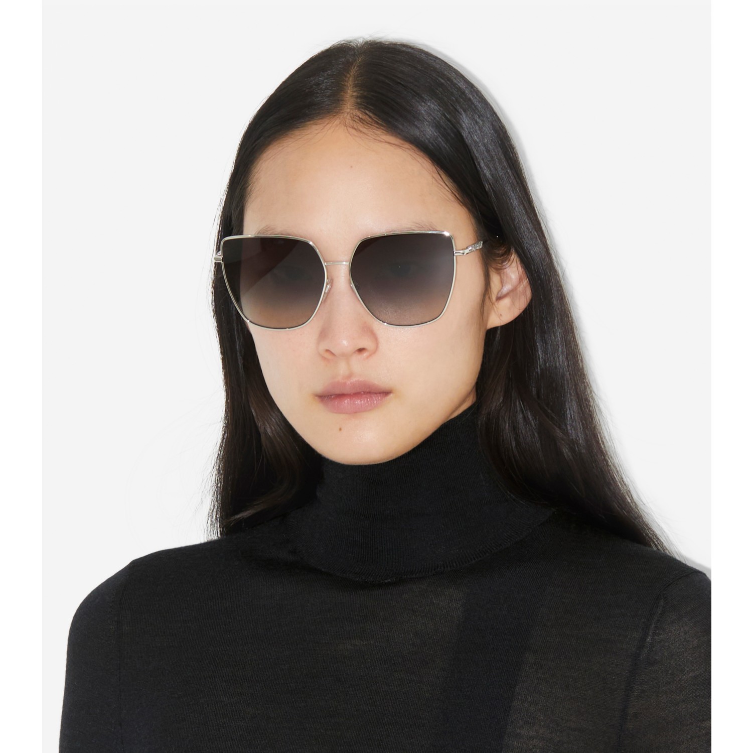 Oversized Cat-eye Frame Sunglasses in Black/silver - Women | Burberry ...