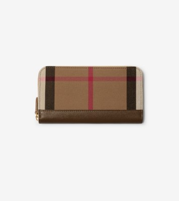 Large Check Zip Wallet in Earth - Women | Burberry® Official