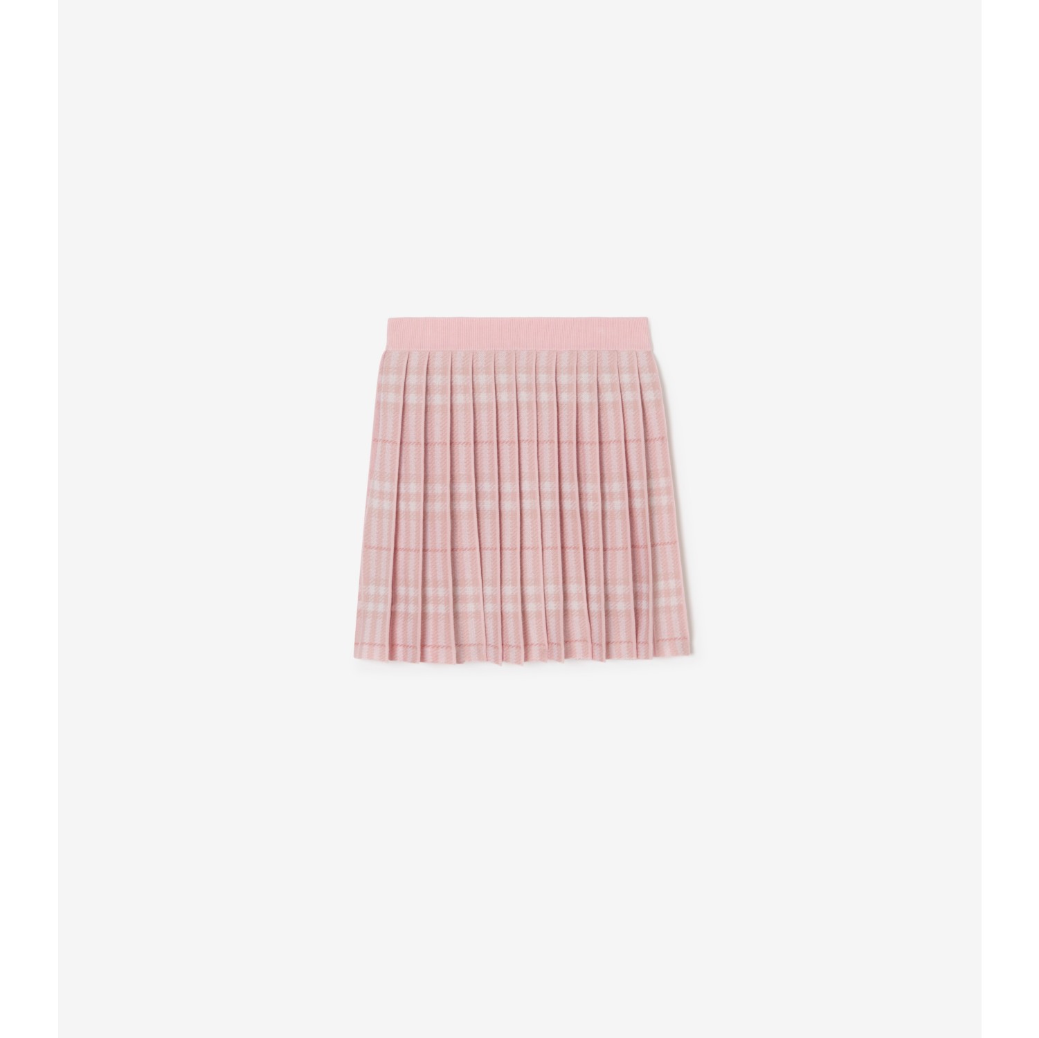 Pleated Check Wool Blend Skirt