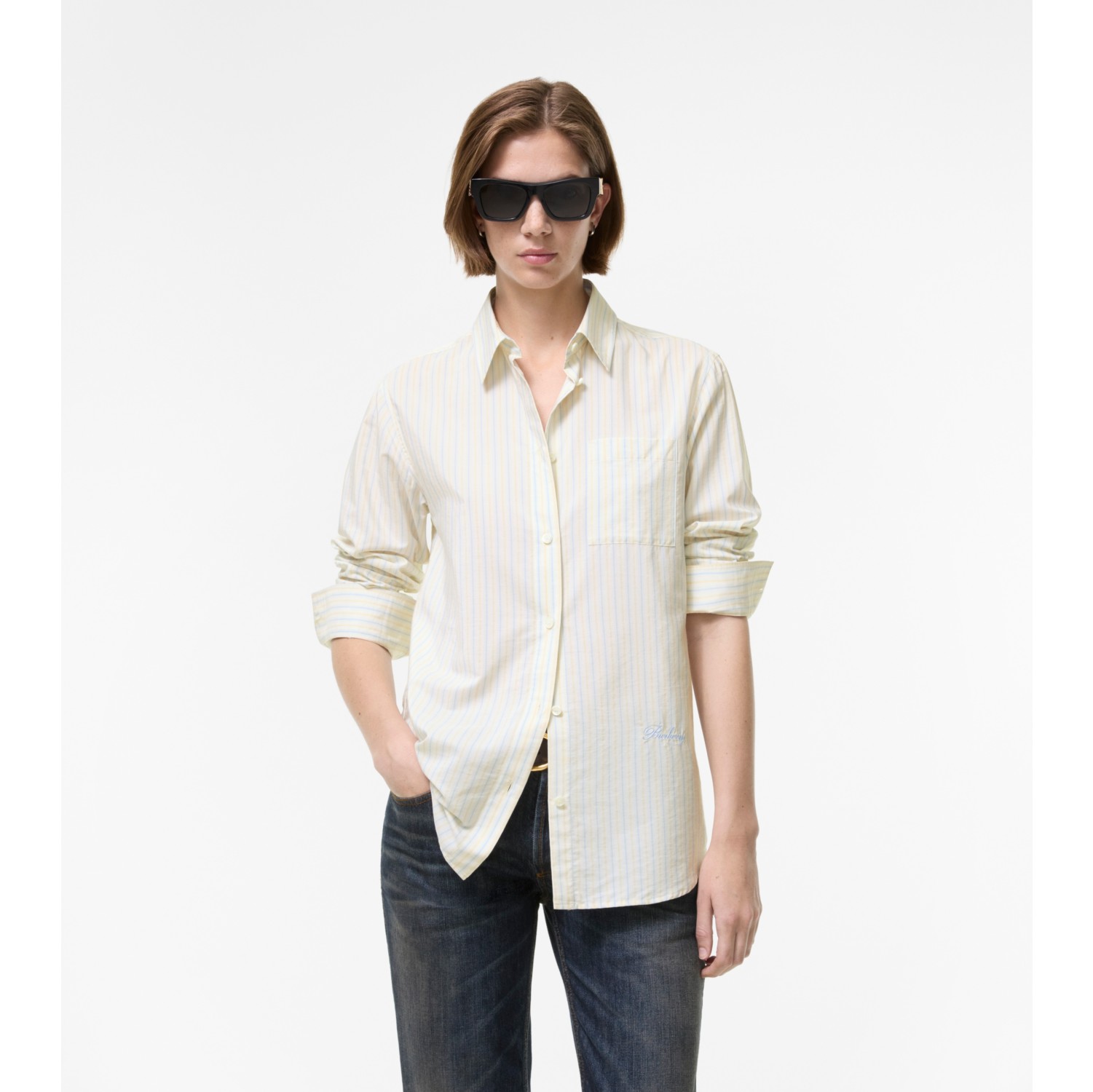 Classic Fit Striped Silk Cotton Shirt