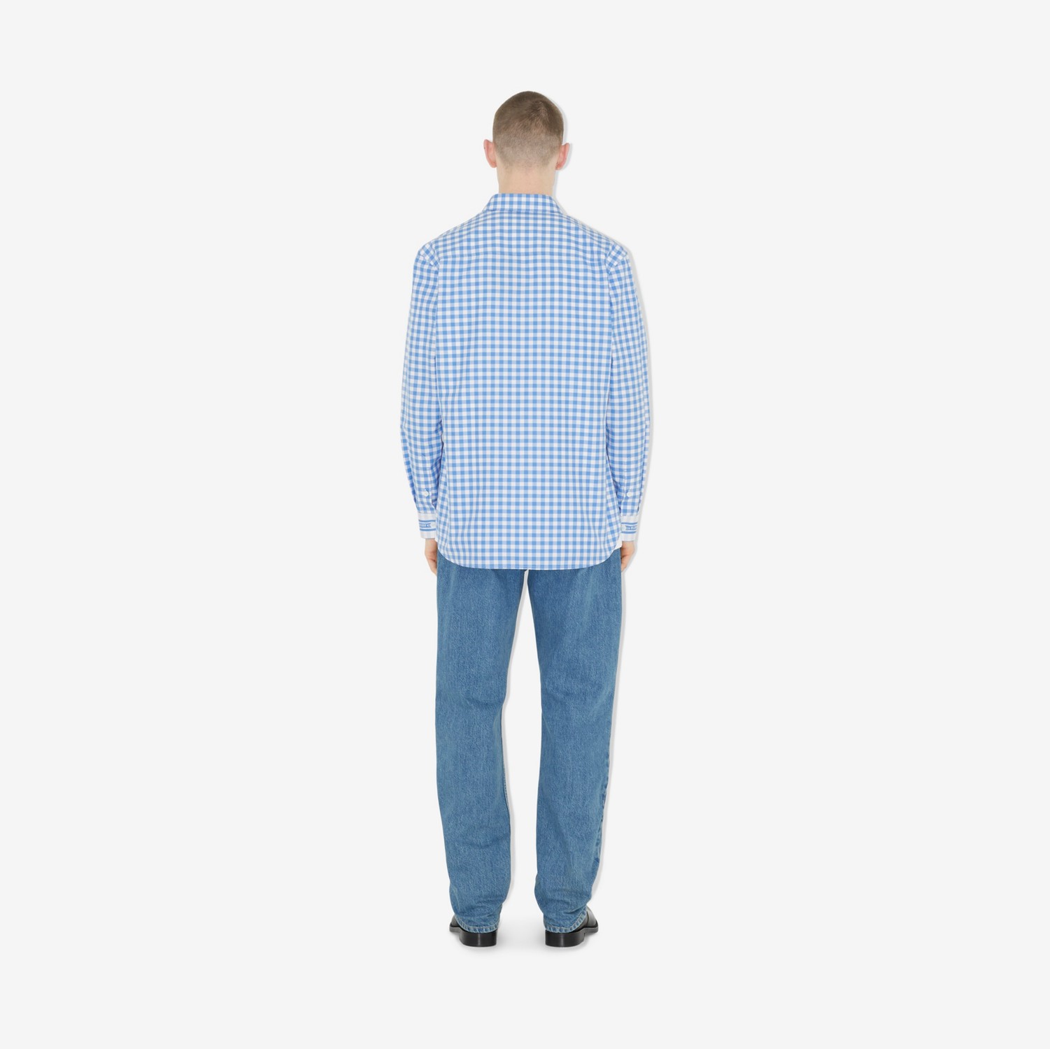 小方格棉质衬衫 (暗雅湛蓝色) - 男士 | Burberry® 博柏利官网