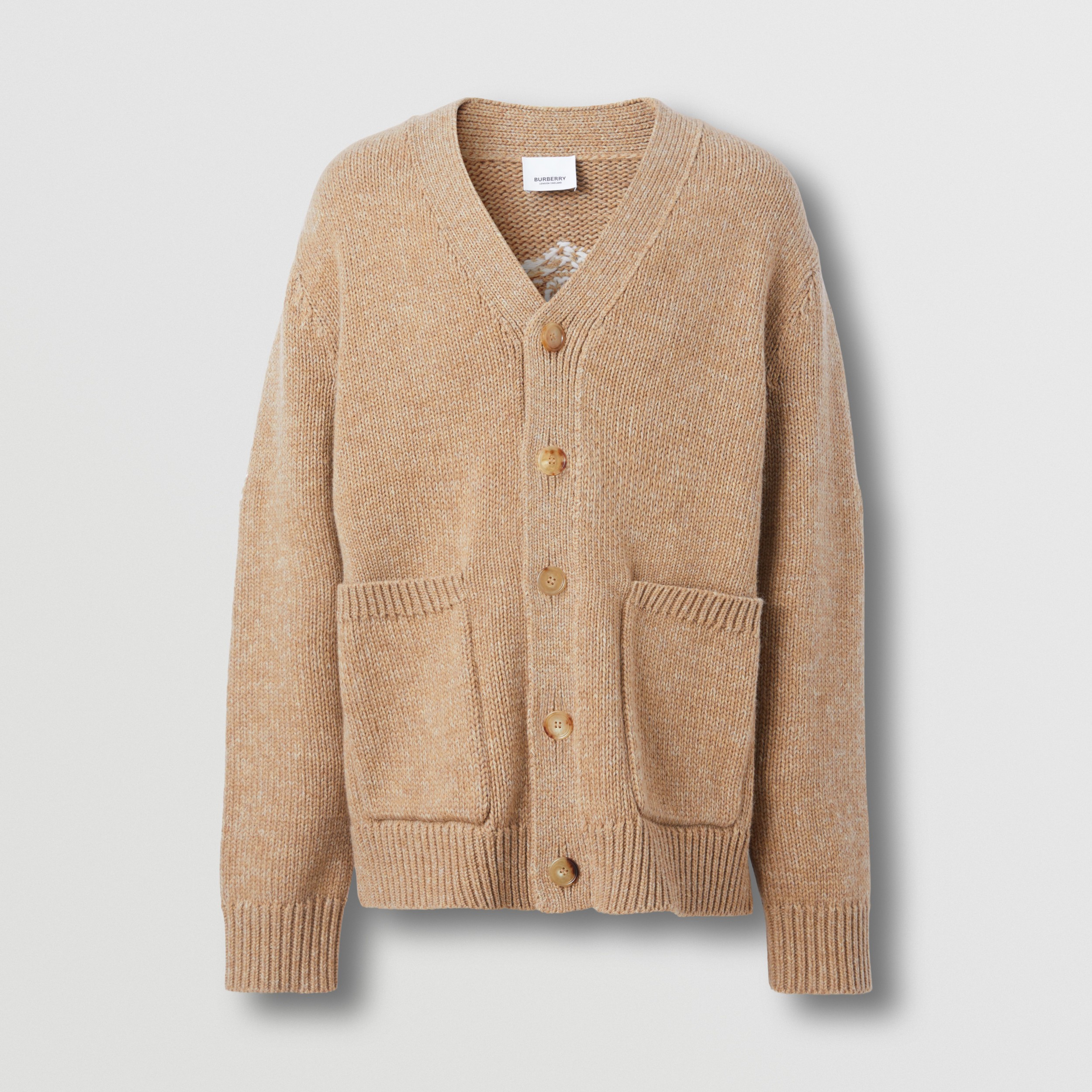Ekdインターシャ ウール オーバーサイズカーディガン キャメル メンズ Burberry 公式サイト