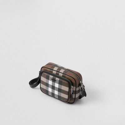 brown check crossbody bag