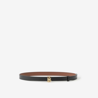 Burberry 2cm Tb Reversible Leather Belt In Black/tan/gold