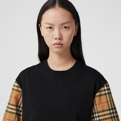 burberry vintage check sleeve cotton t-shirt