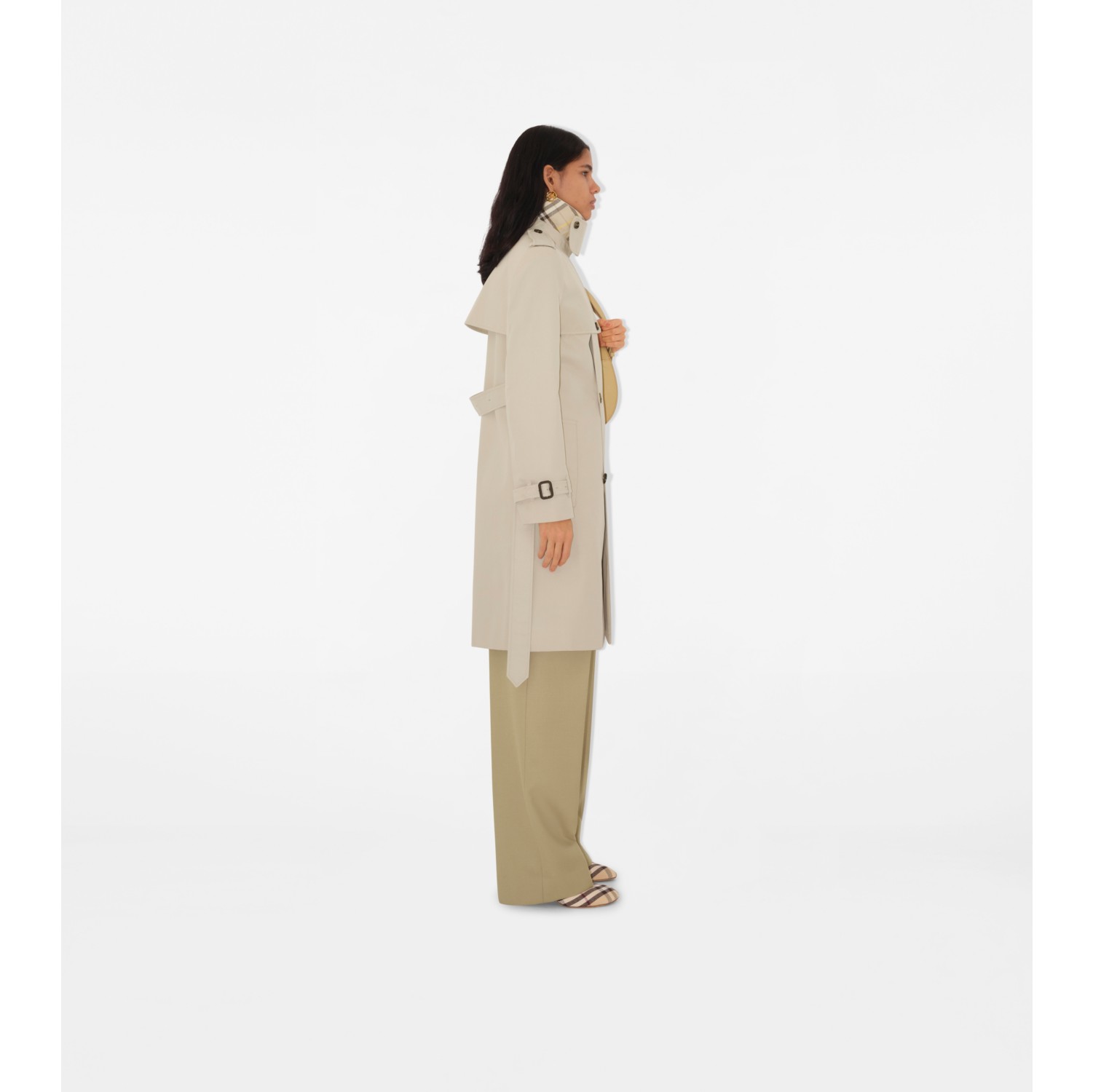 Mid-length Cotton Blend Trench Coat