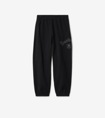 Gothic Logo Cotton Jogging Pants in Black - Men | Burberry® Official