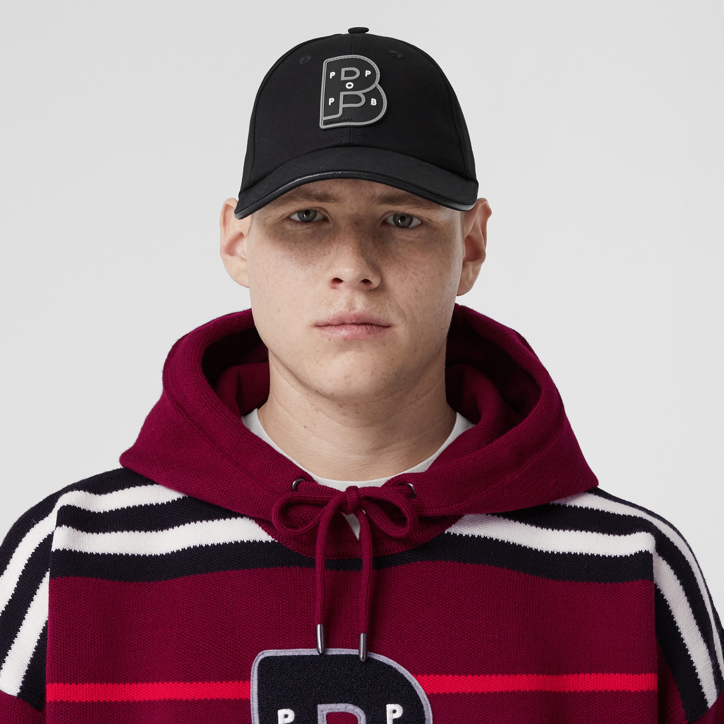 Letter Graphic Cotton Baseball Cap in Black | Burberry® Official - 3