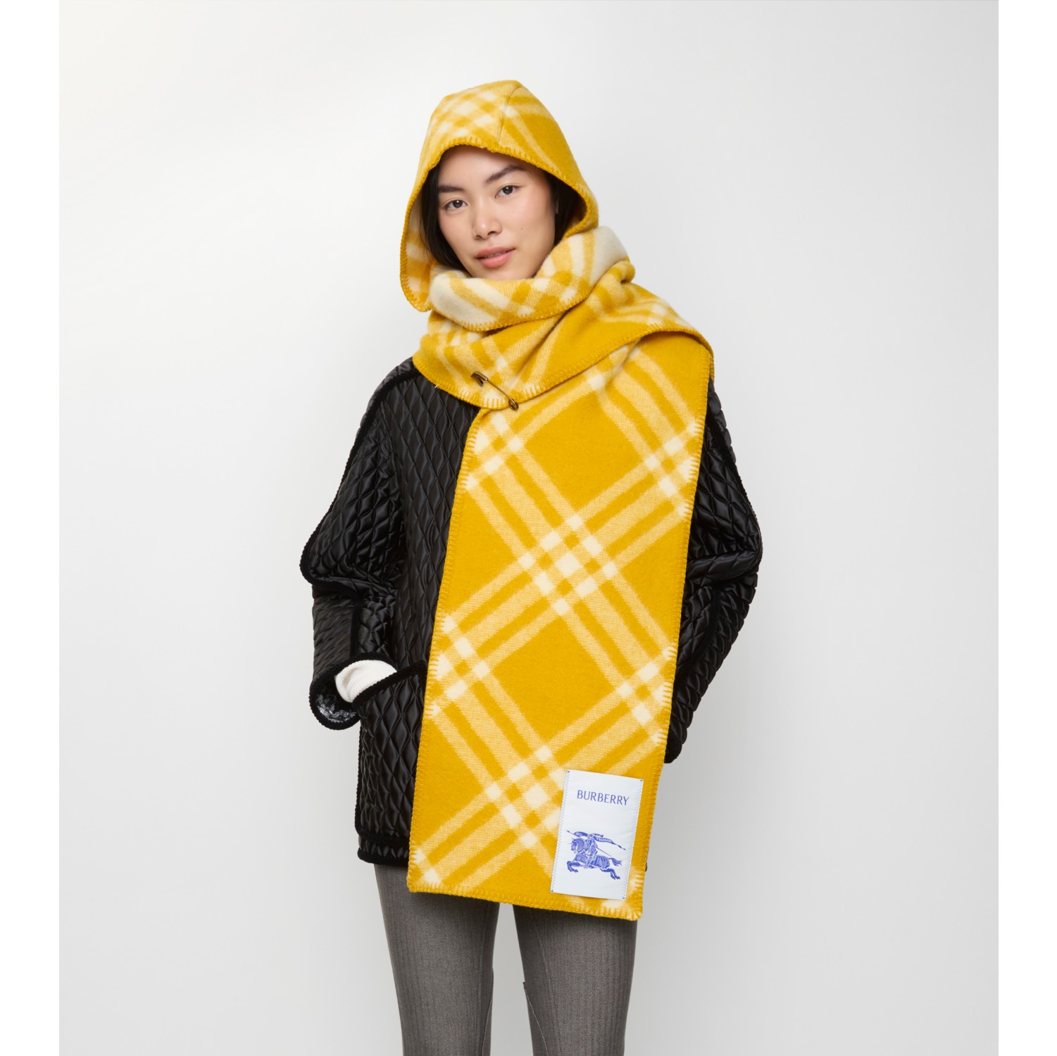 Check Wool Hooded Scarf