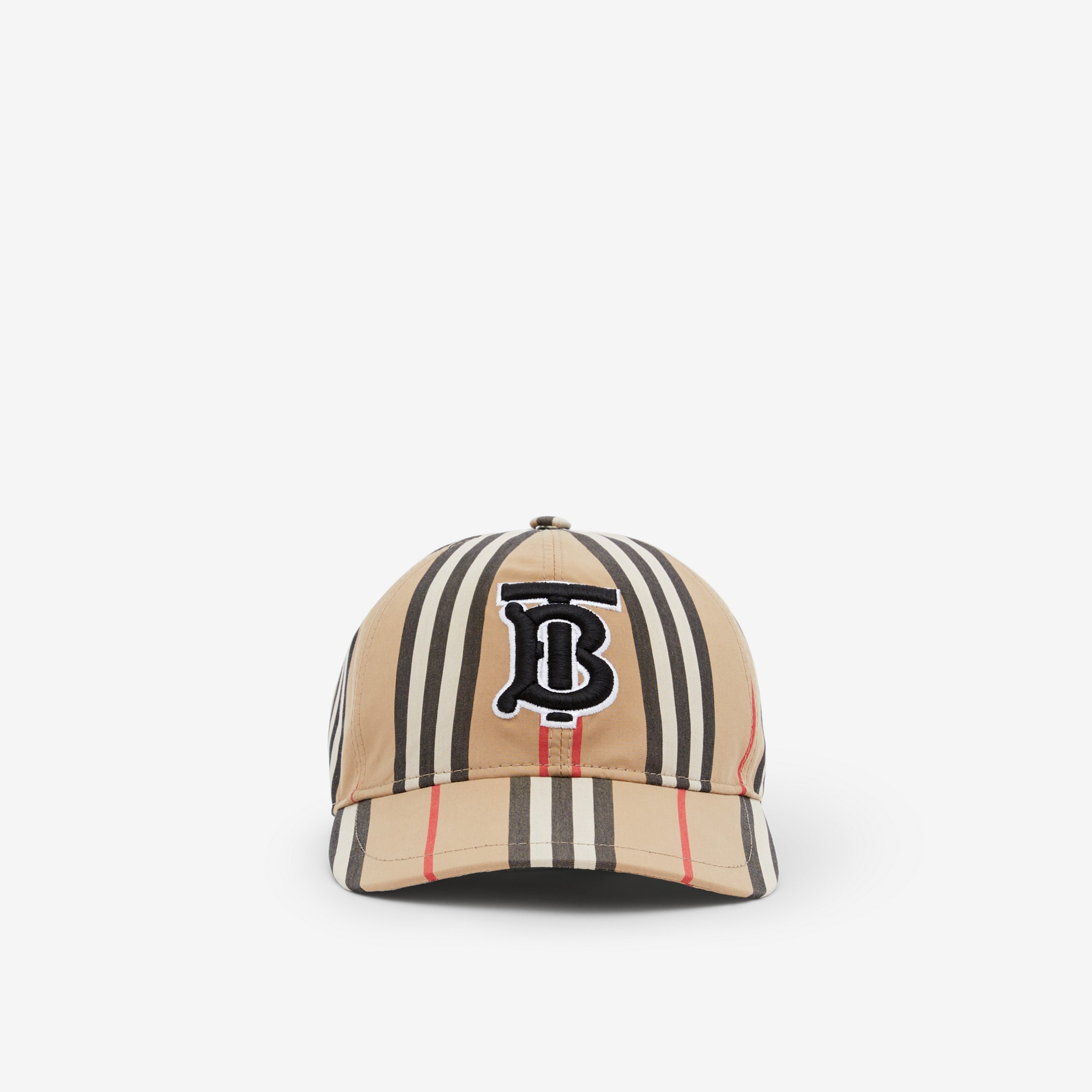 Gorra de béisbol en algodón a rayas Icon Stripe con motivo de monograma (Beige Vintage) | Burberry® oficial - 1