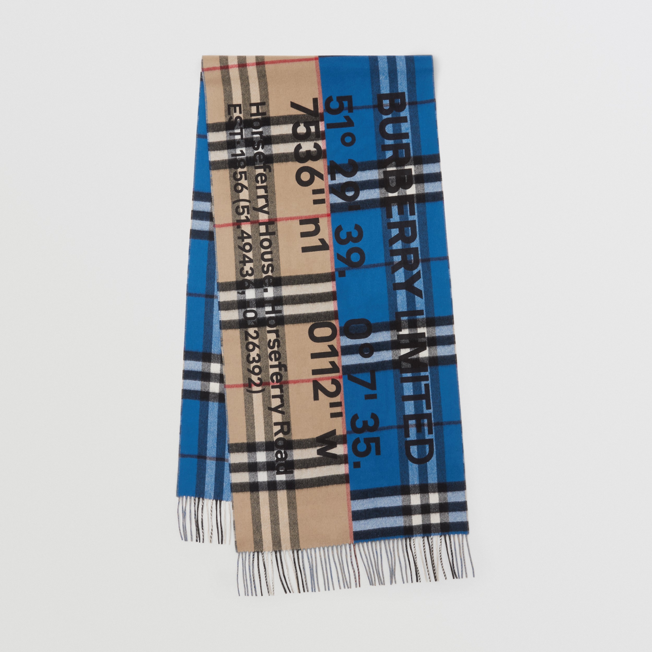 Horseferry Print Contrast Cashmere in Archive Beige/blue | Burberry