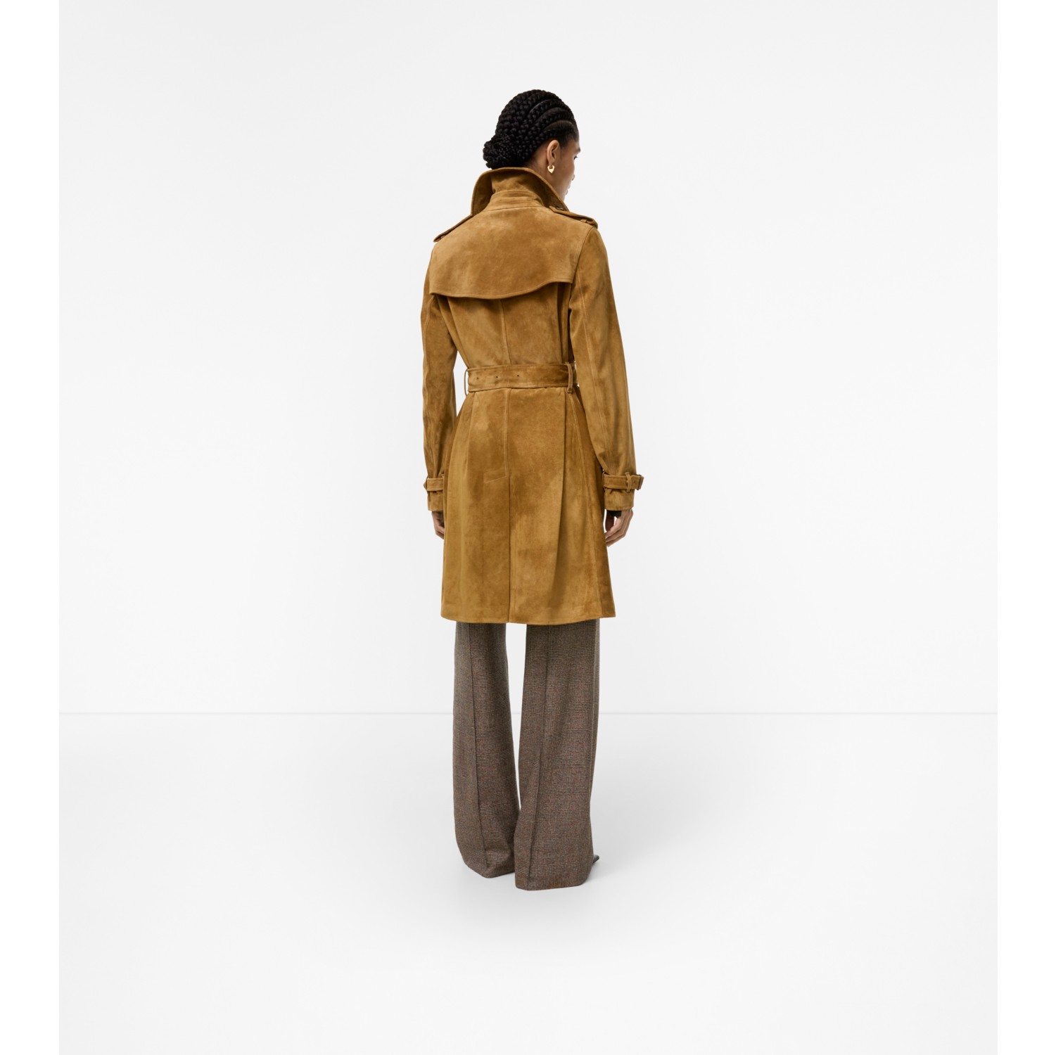 Mid-length Suede Kensington Trench Coat in Tan brown - Women