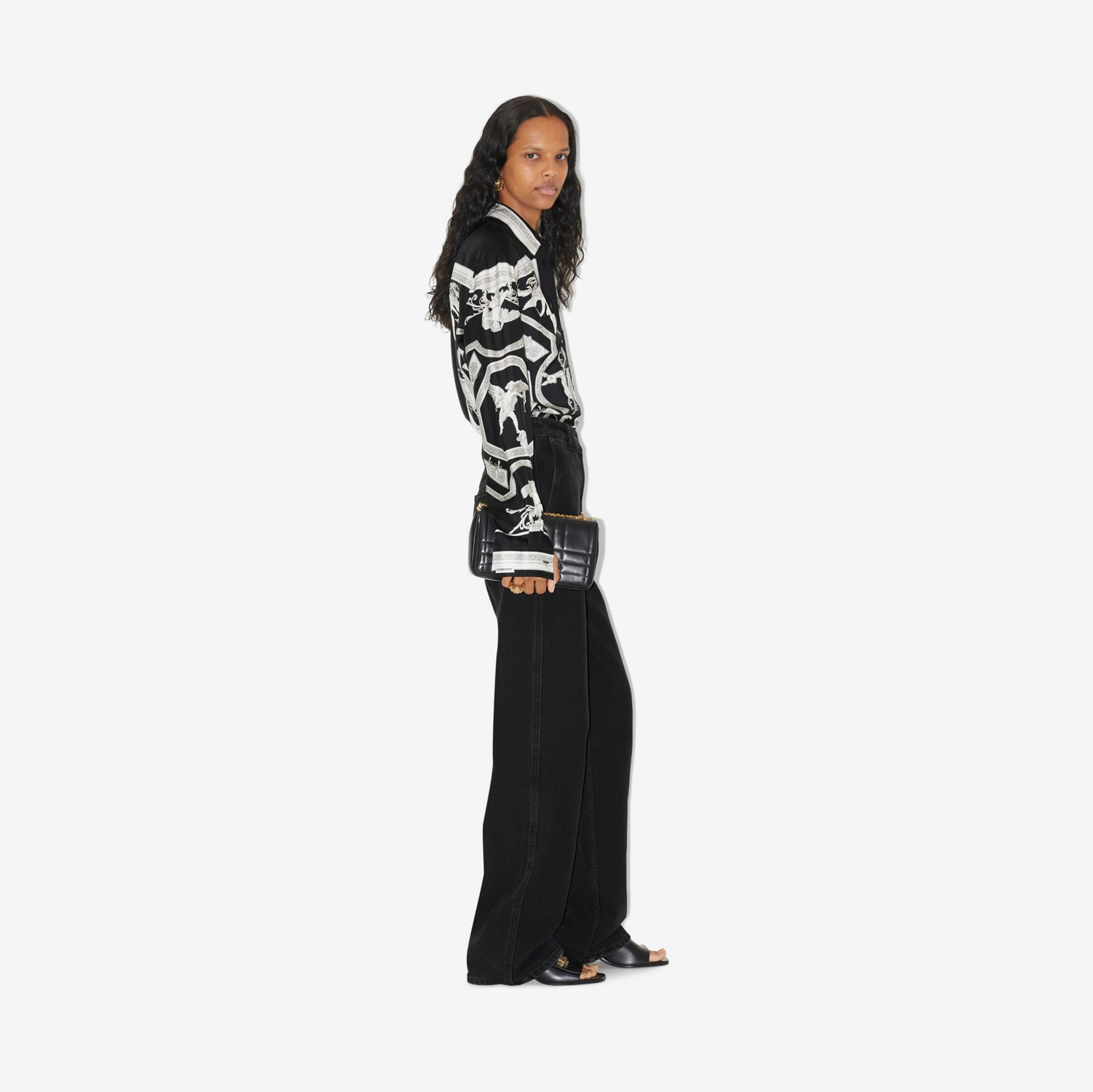 Statue Print Silk Shirt in Black - Women | Burberry® Official