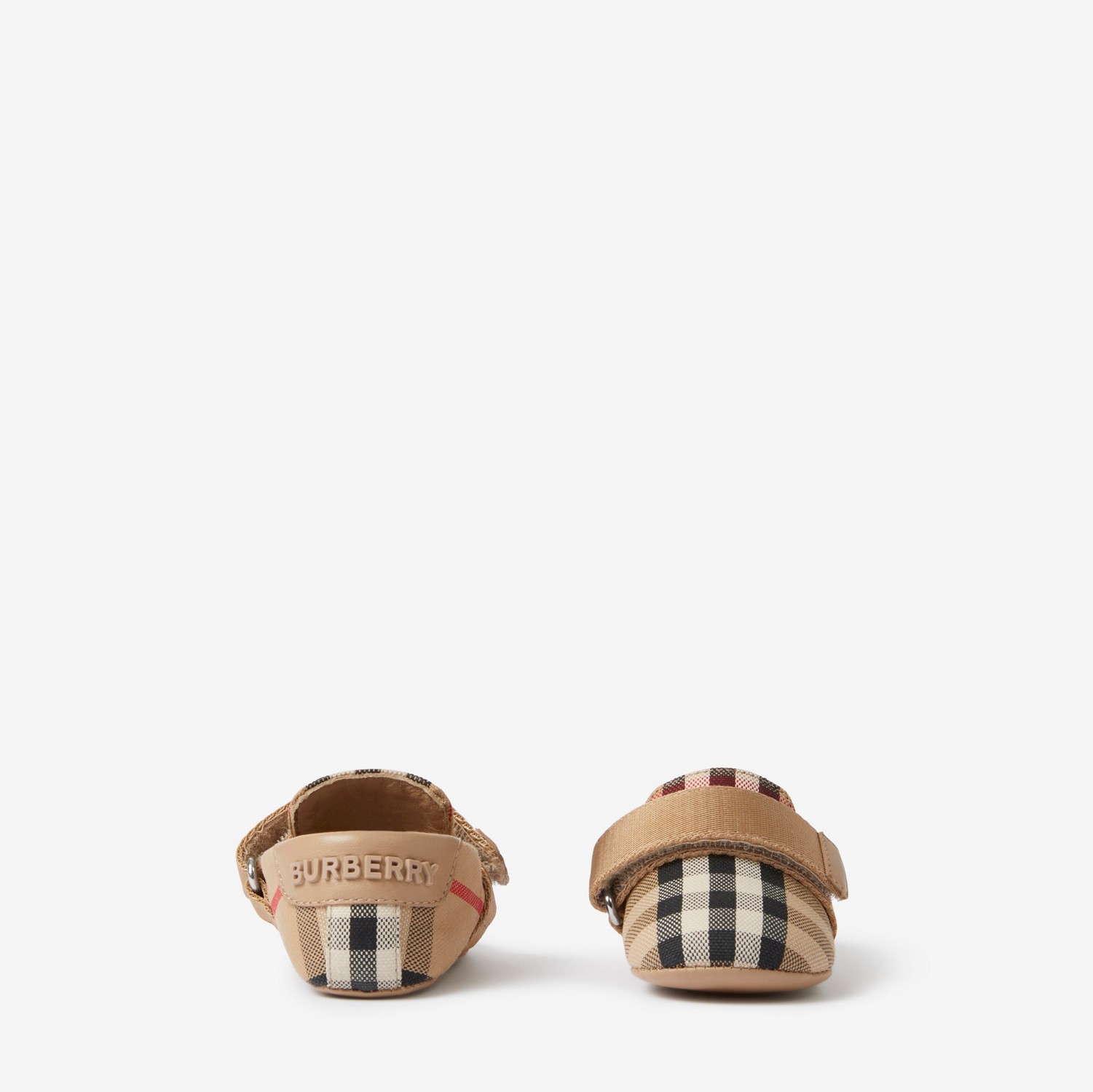 Check Cotton Blend Booties in Archive Beige - Children | Burberry® Official