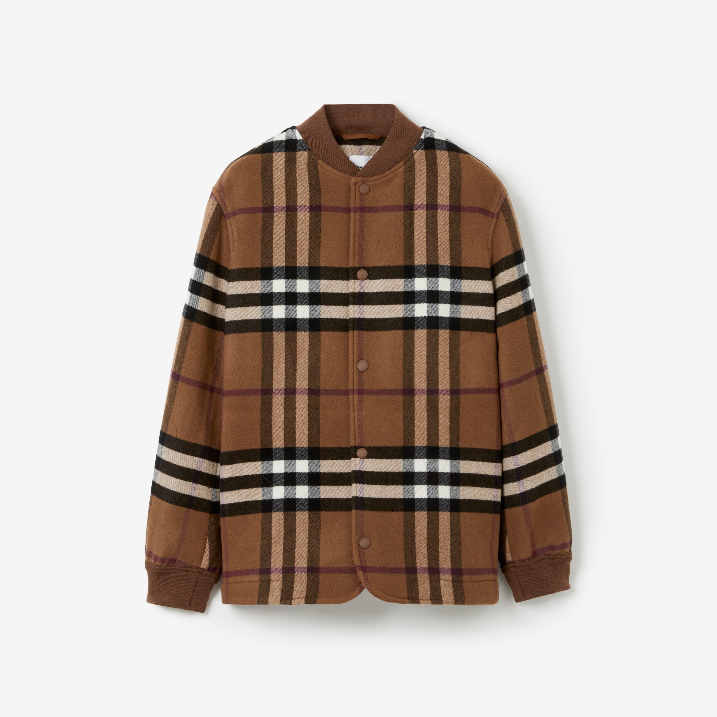 Quilted Check Wool Blend Bomber Jacket in Dark Birch Brown - Men | Burberry® Official - 1