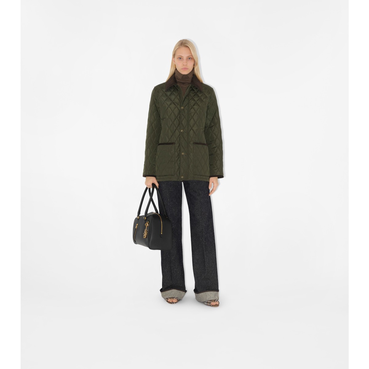  Check Quilted Nylon Barn Jacket