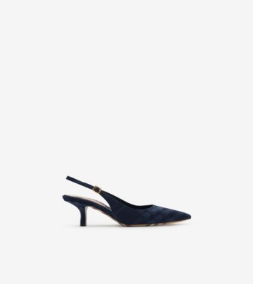 Check Dame Slingback Pumps​ in Denim blue - Women | Burberry® Official