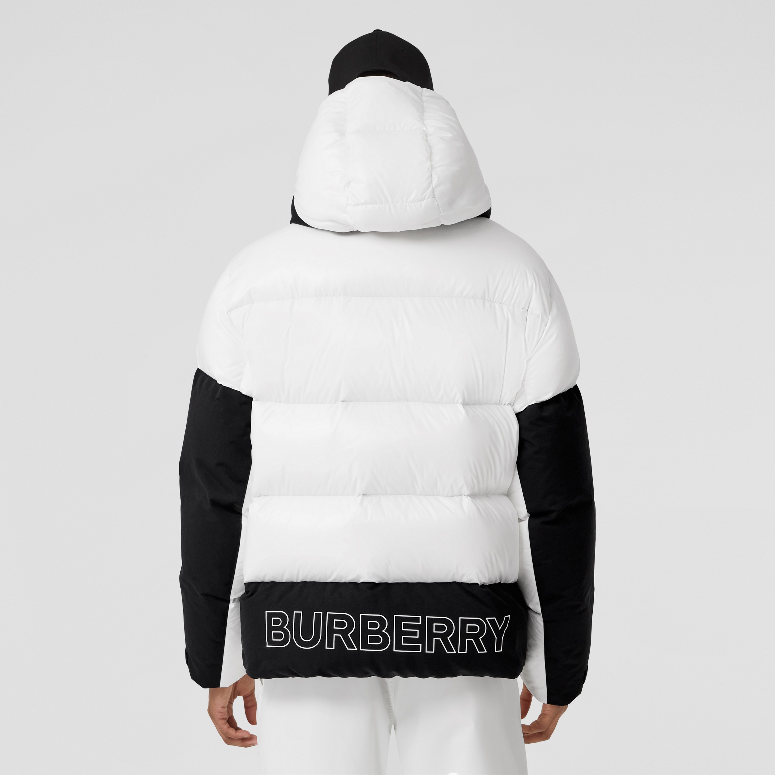 Logo Print Nylon Oversized Hooded Puffer Jacket in Optic White - Men | Burberry® Official - 3