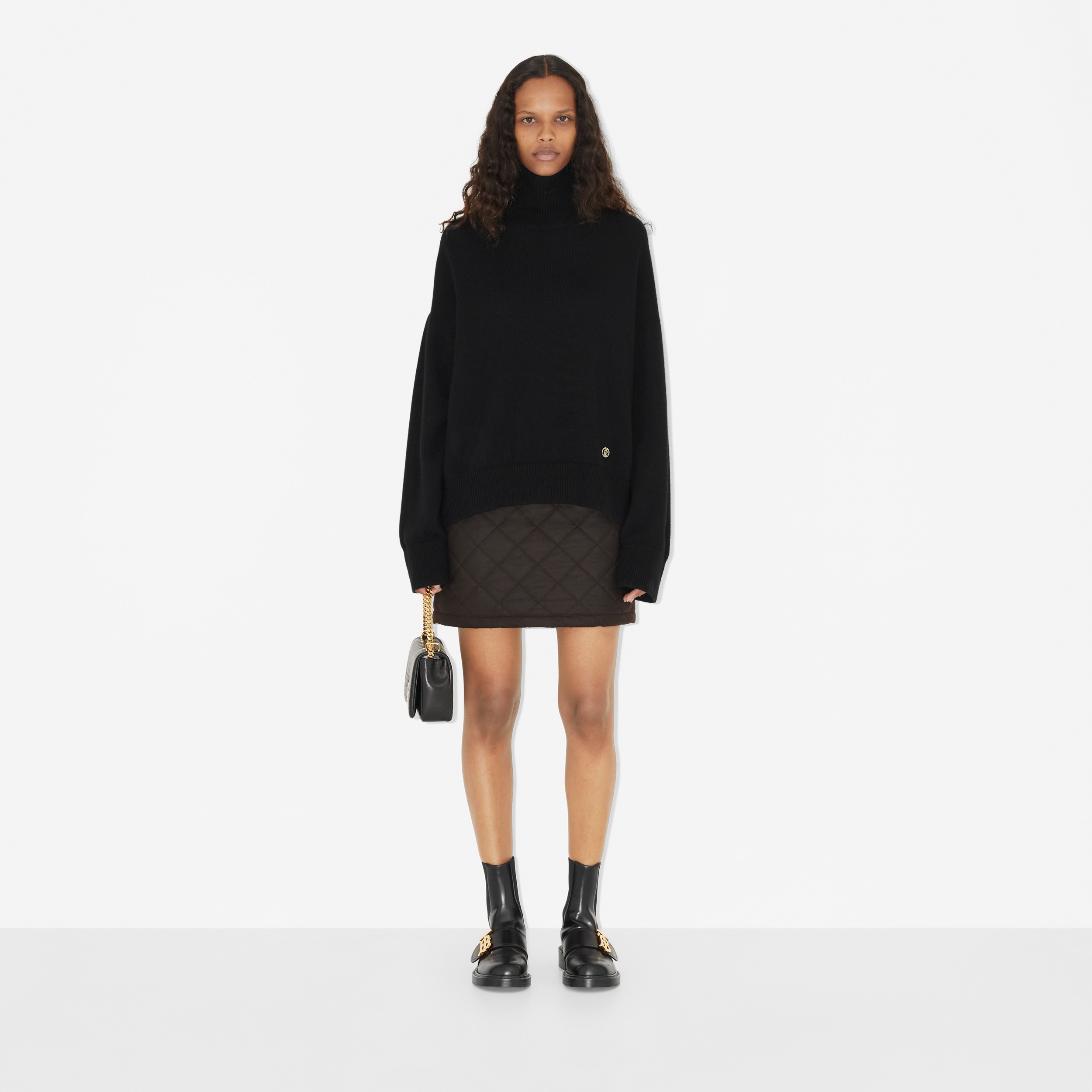Diamond Quilted Waxed Cotton Mini Skirt in Dark Brown - Women | Burberry® Official - 2