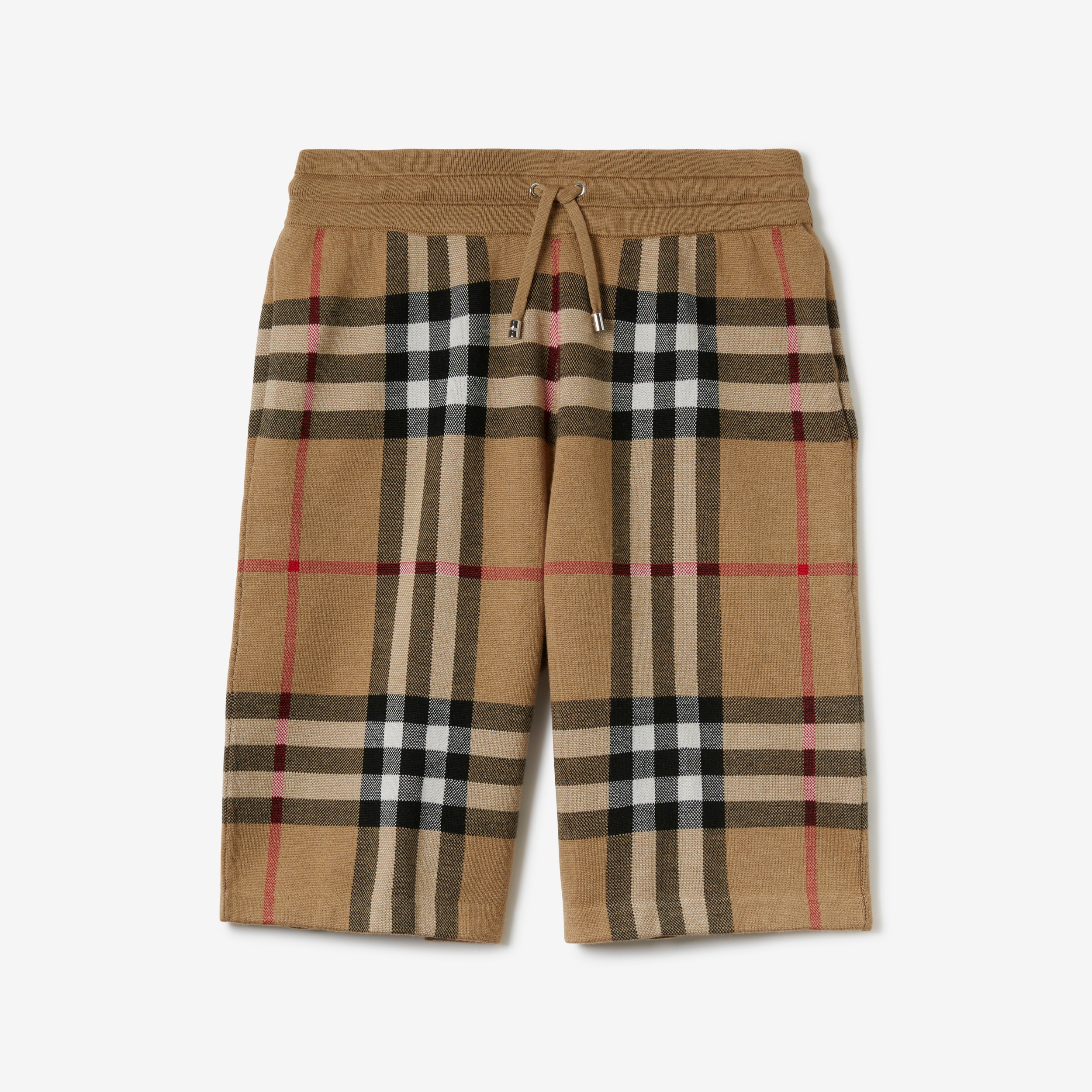 Pantalones cortos en seda con motivo de cuadros en jacquard (Beige Hombre | Burberry® oficial