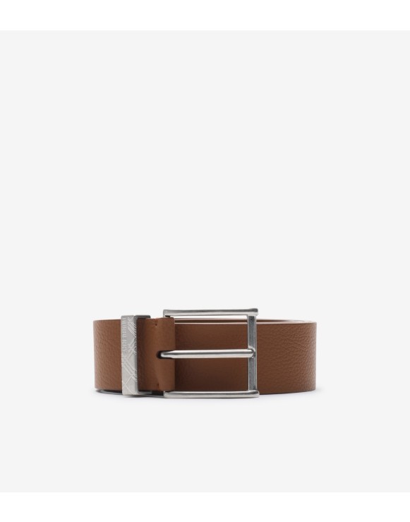 Leather Engraved Check Belt
