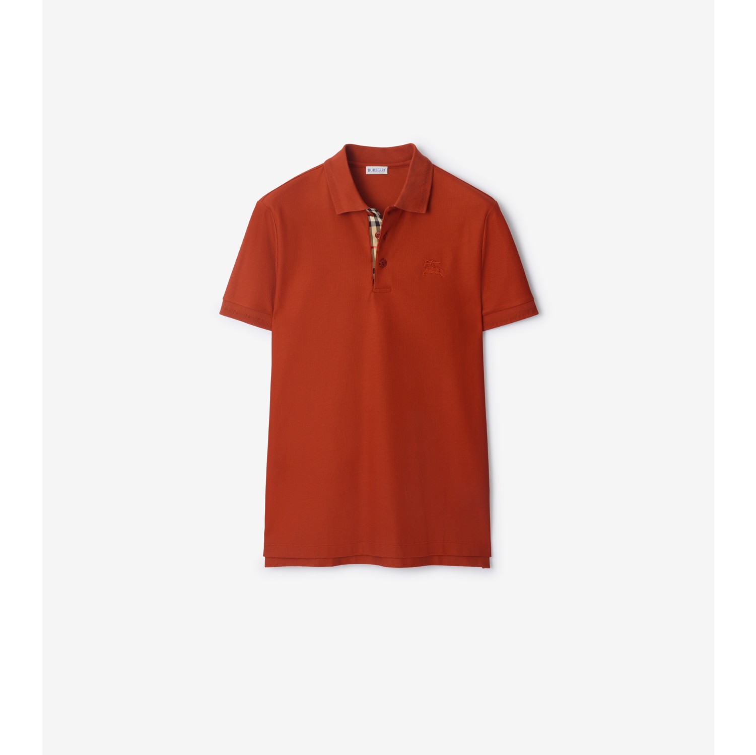 Cotton Polo Shirt in Fire orange Men Burberry® Official