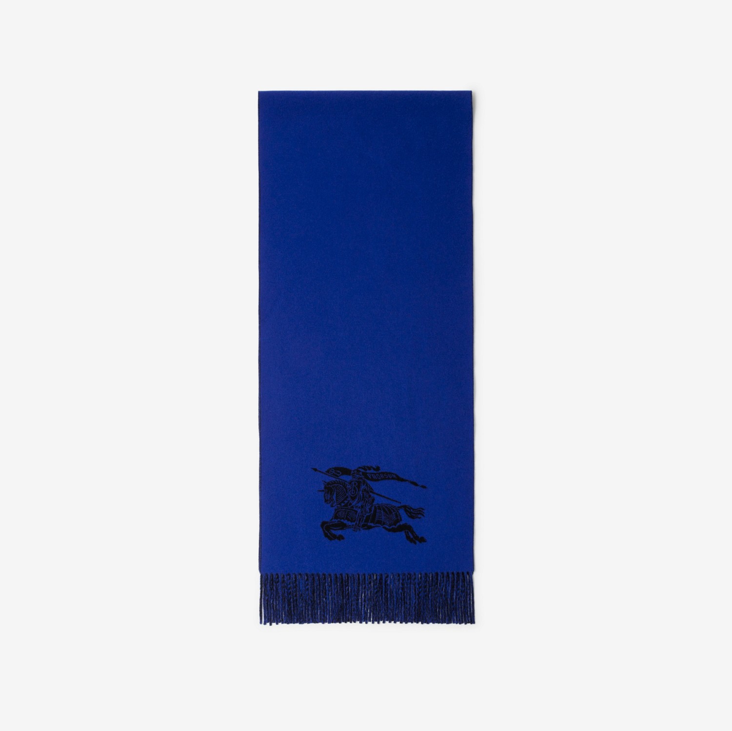 双面两用马术骑士徽标羊绒围巾 (骑士蓝 / 黑色) | Burberry® 博柏利官网
