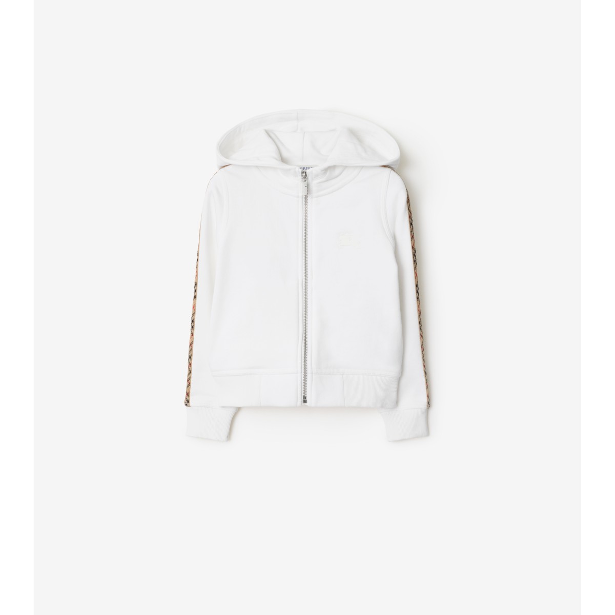  Check Trim Cotton Zip Hoodie