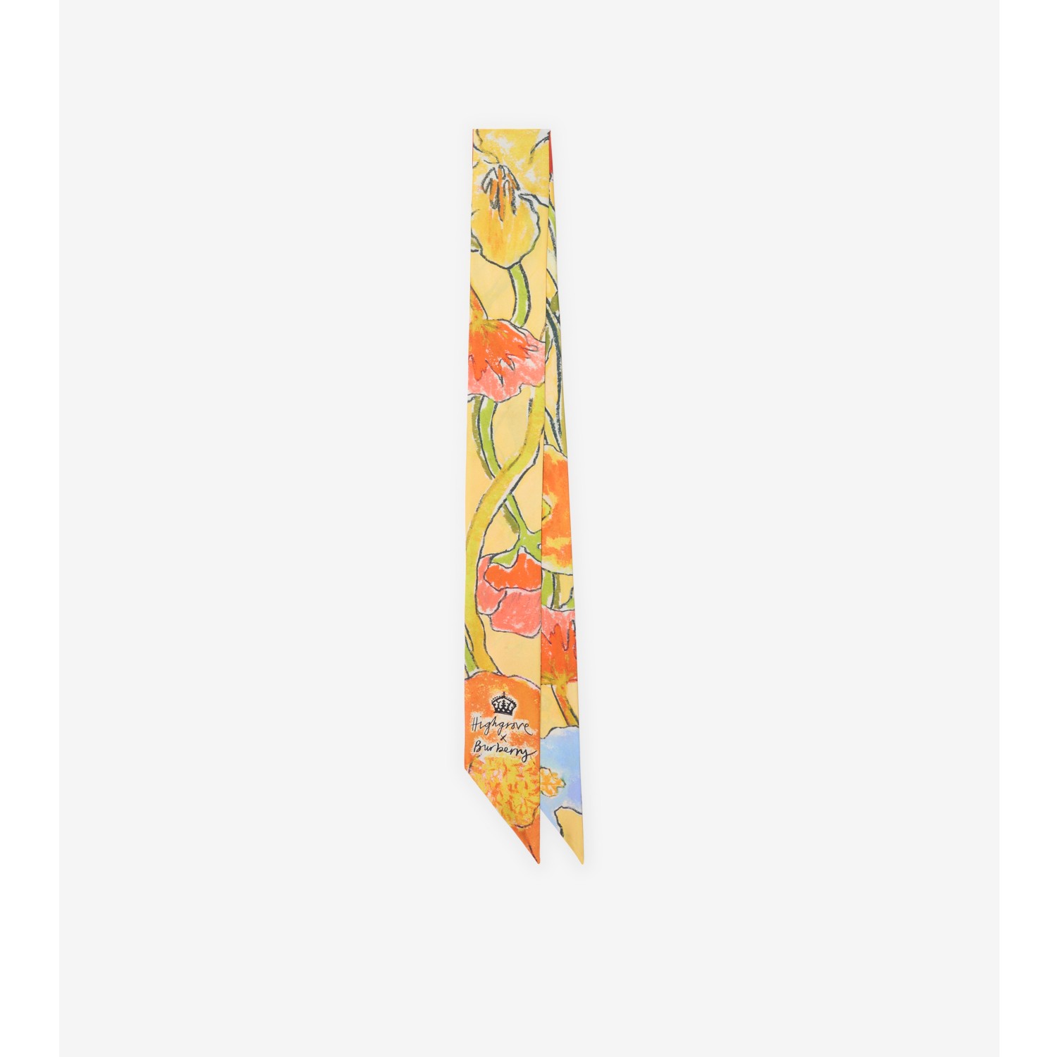 Skinny scarf de seda com estampa de cascata de flores de Highgrove