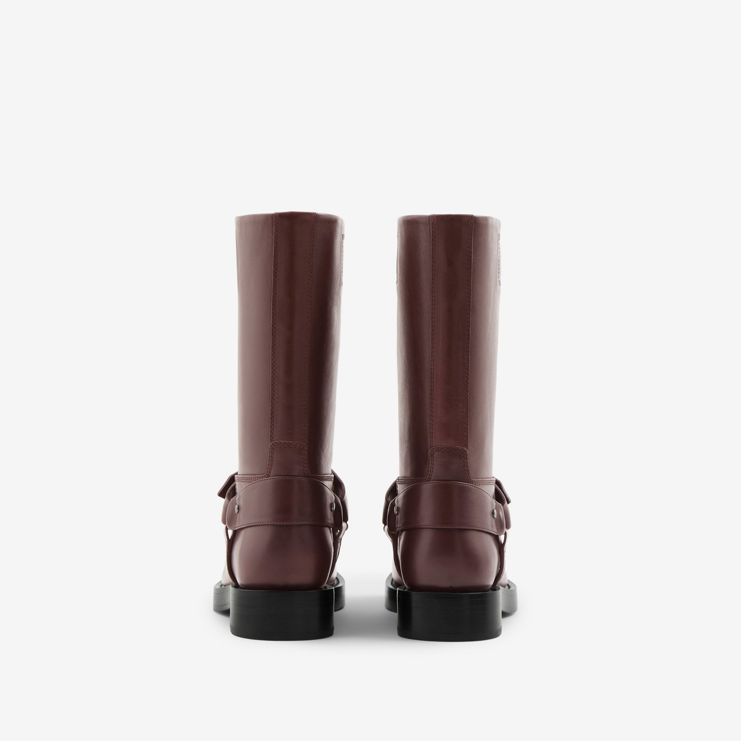 Leather Saddle Low Boots in Aubergine - Women | Burberry® Official