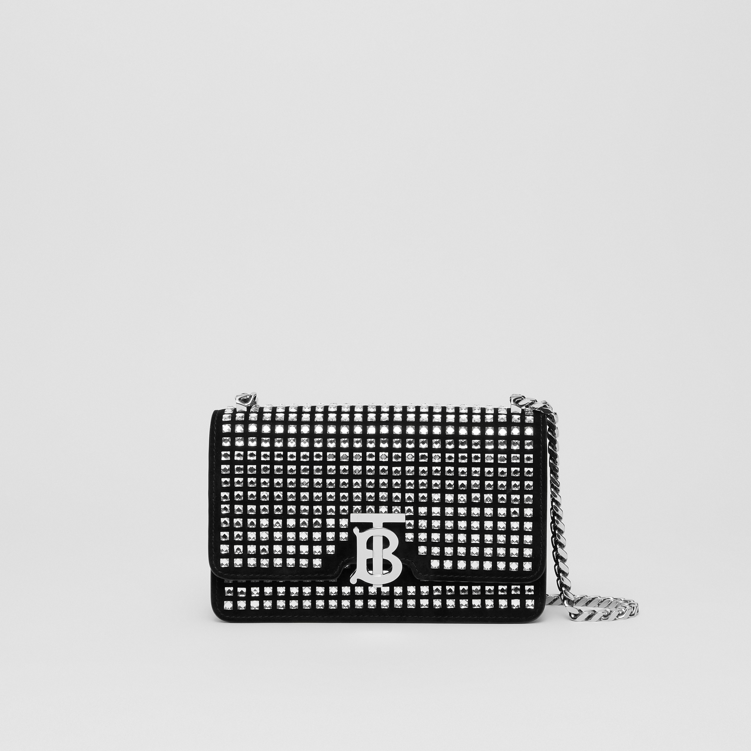 Crystal Detail Leather Mini TB Bag in Black - Women | Burberry® Official - 1