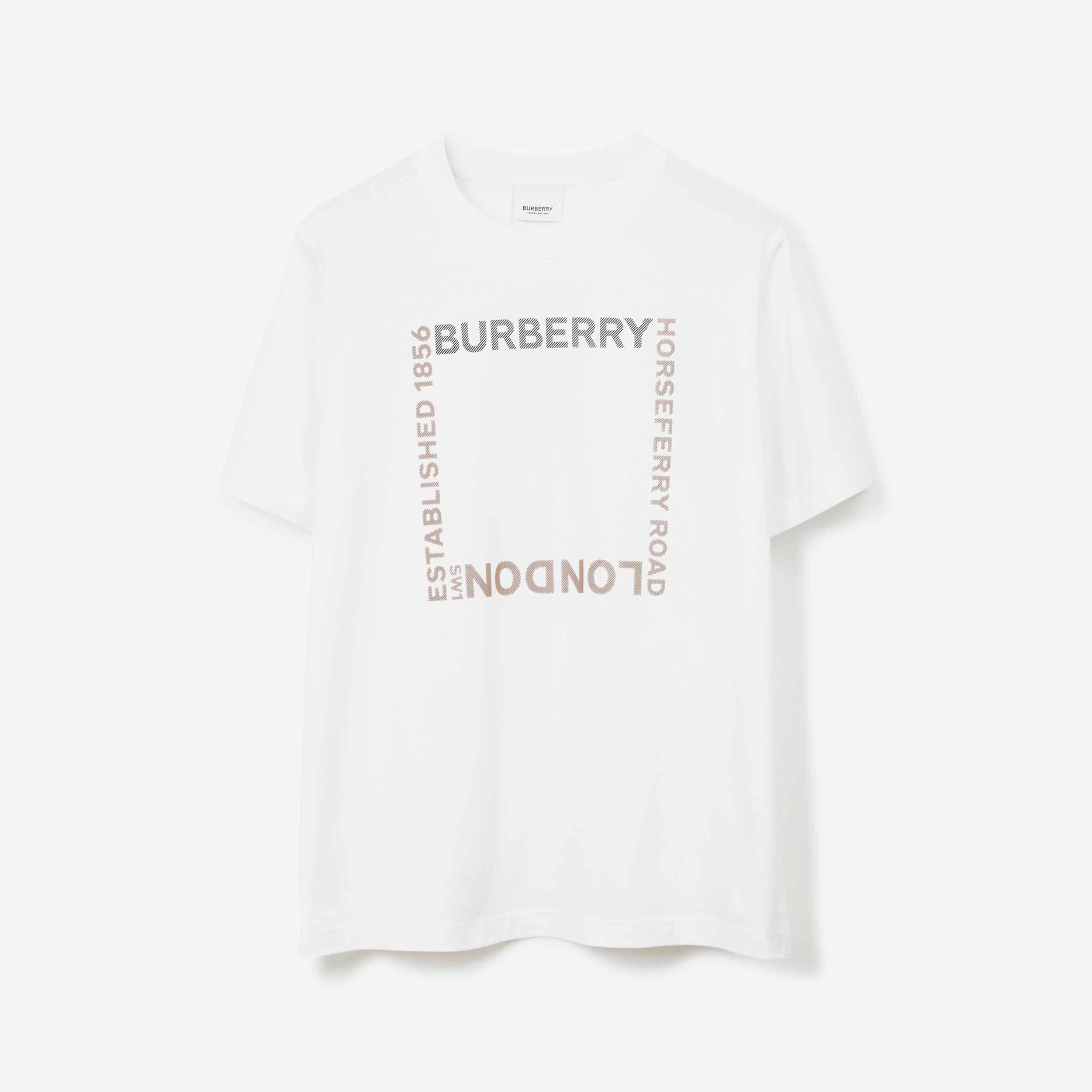 Camiseta en algodón con motivo Horseferry cuadrado (Blanco) - Mujer | Burberry® oficial - 1