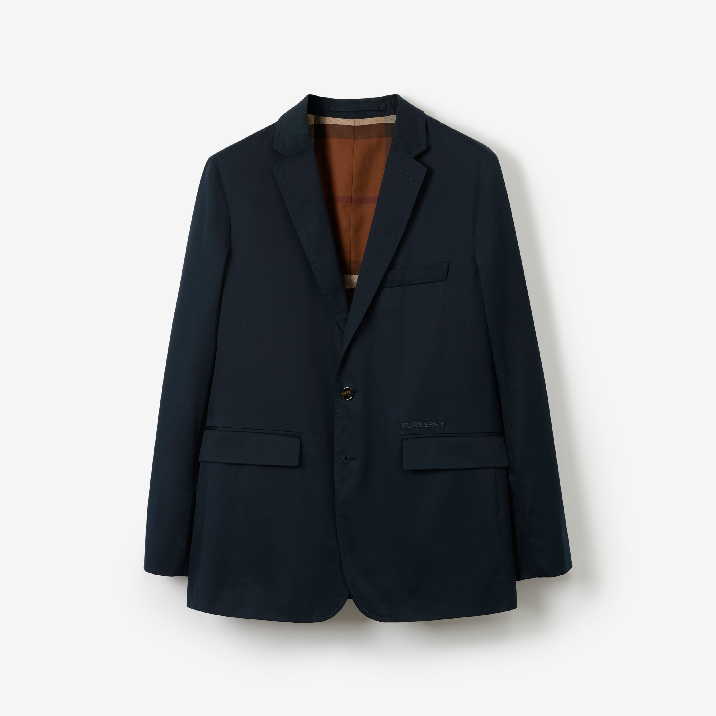 Slim Fit Cotton Tailored Jacket in Navy - Men | Burberry® Official - 1