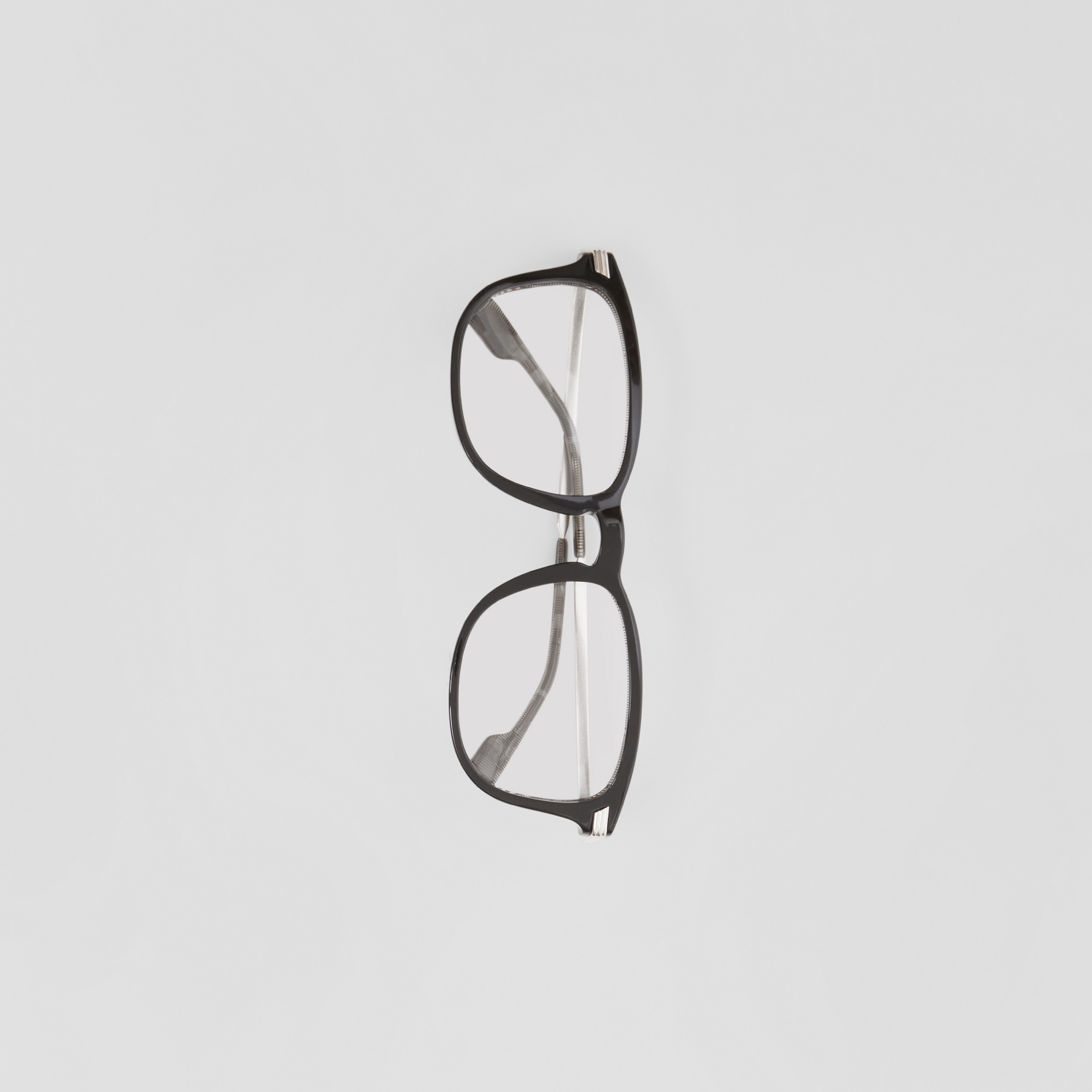 체크 디테일 렉탱귤러 안경 프레임 (블랙) - 남성 | Burberry® - 4