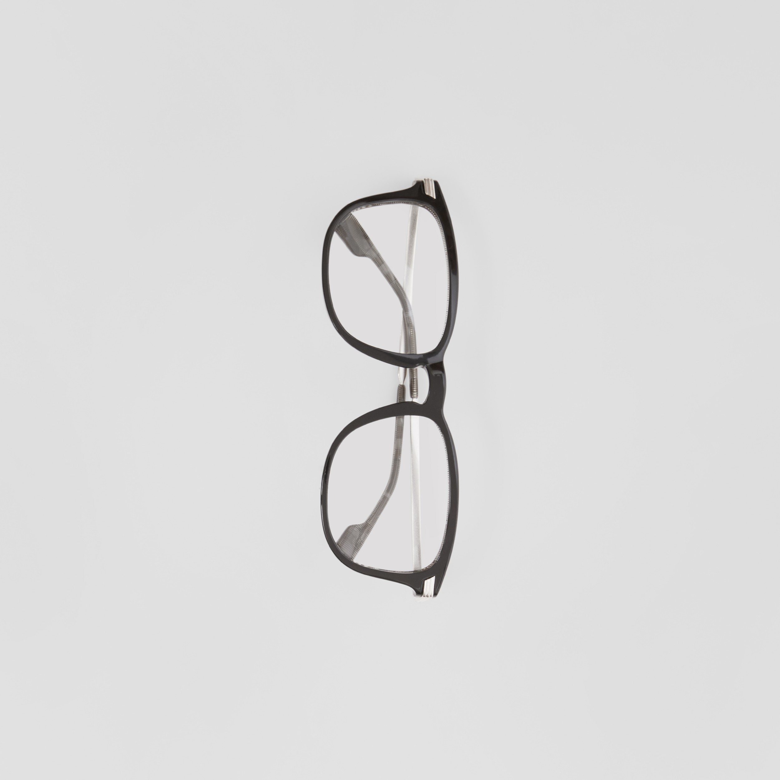 Check Detail Rectangular Optical Frames in Black Men Burberry® Official
