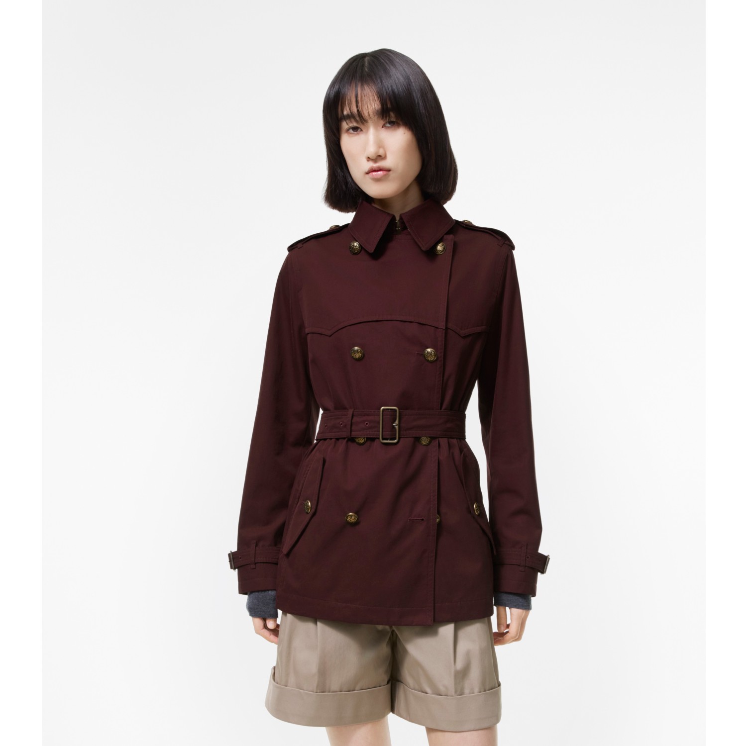 Short Tropical Gabardine Foxfield Trench Coat in Vineyard red - Women | Burberry® Official