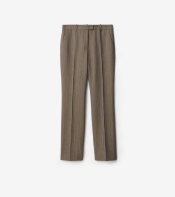 Mouliné Wool Tailored Trousers in Coffee brown melange - Women | Burberry® Official