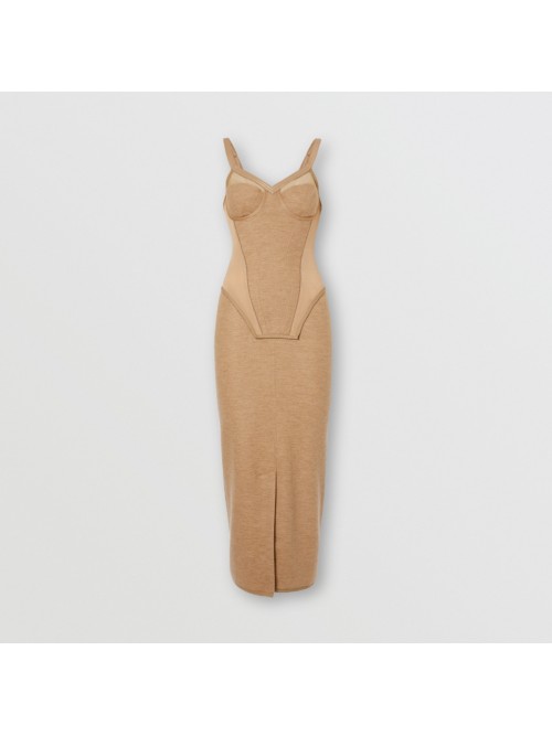 Burberry Technical Cashmere And Stretch Nylon Corset Dress In Dark