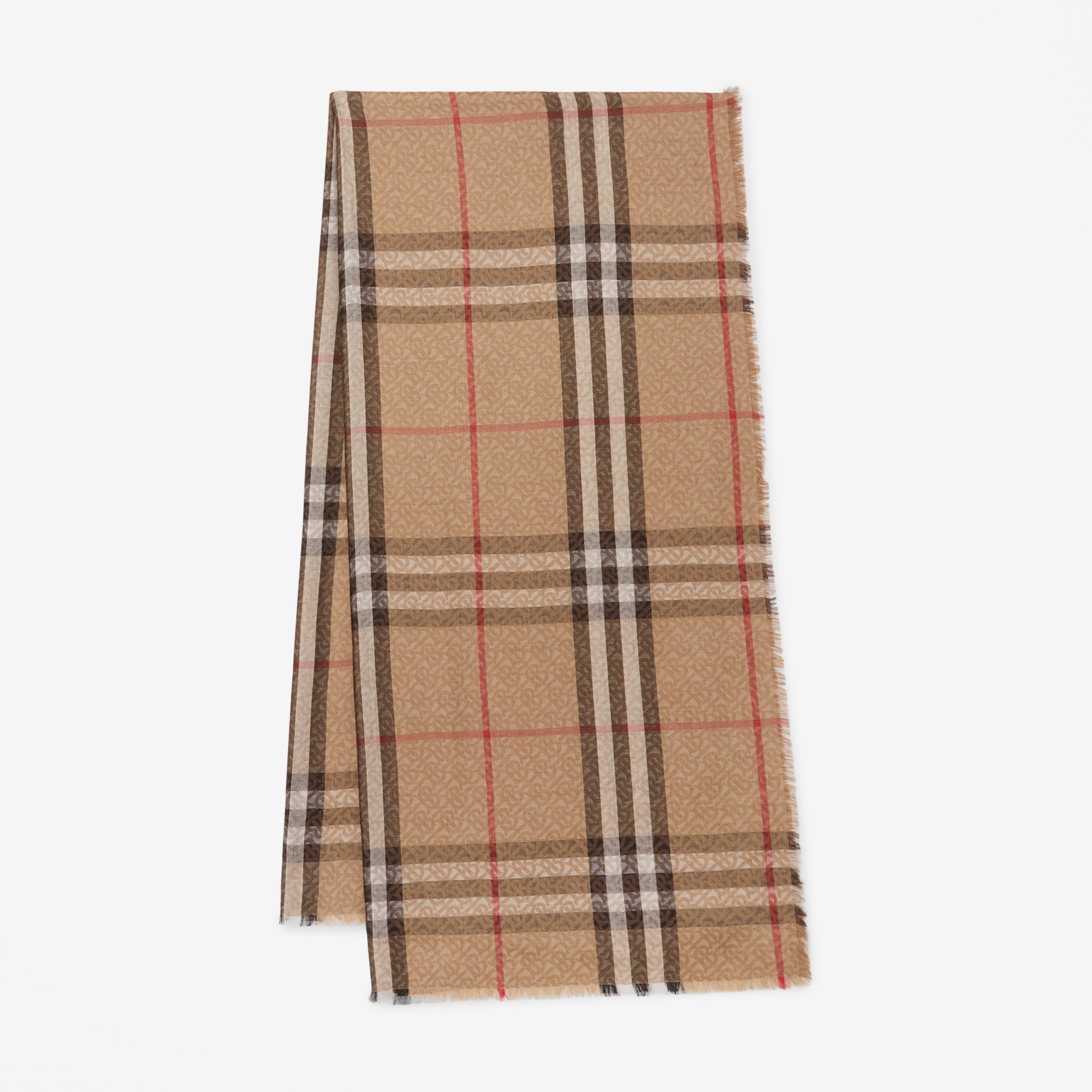 Echarpe de lã e seda com estampa de montagem (Bege Clássico) | Burberry® oficial - 1