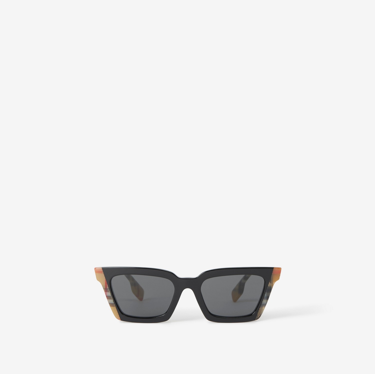 Check Detail Rectangular Frame Sunglasses in Black/archive Beige - Women | Burberry® Official